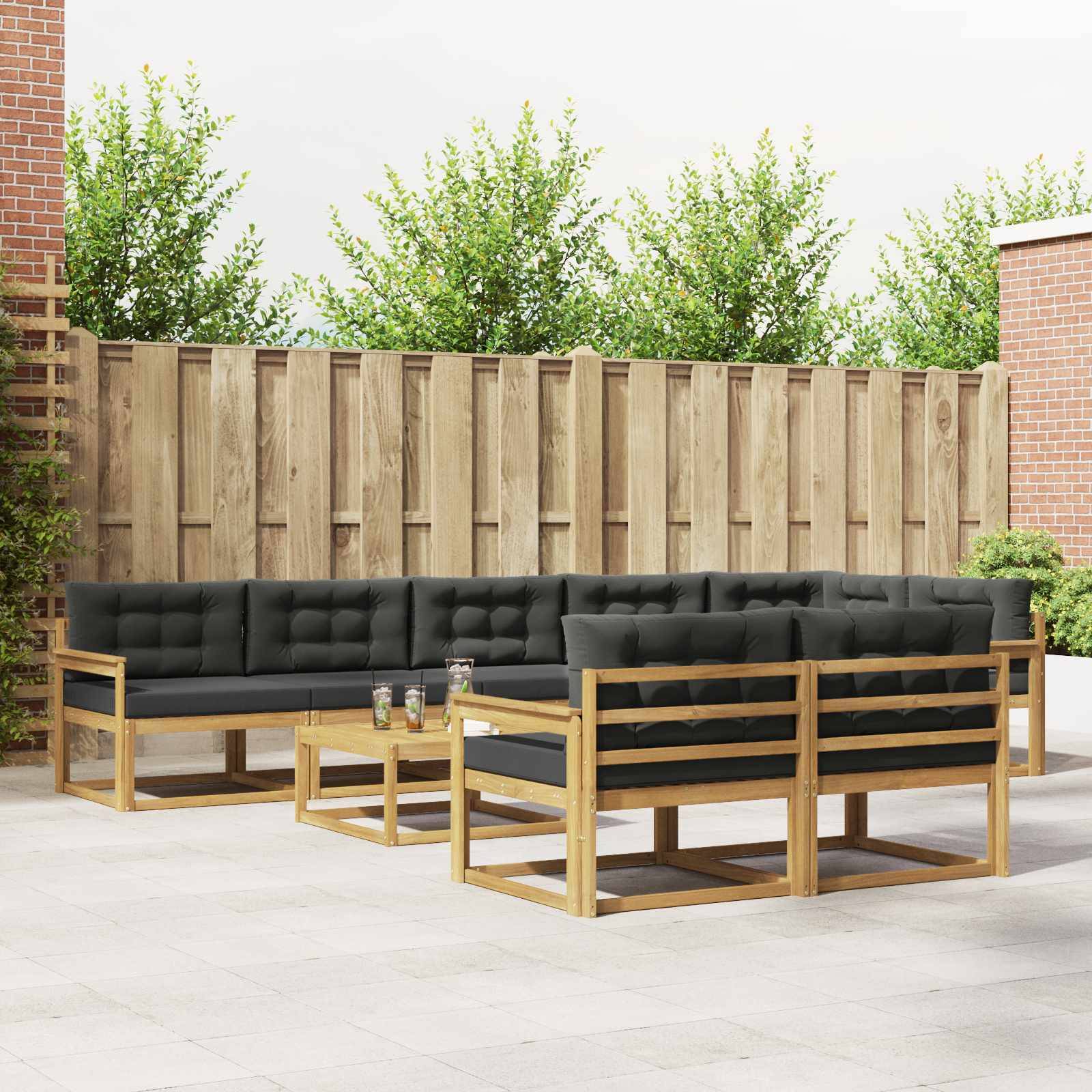 vidaXL Outdoor-Sofagarnitur 9 pcs Weiß und Anthrazit 79 x 79 x 37 cm