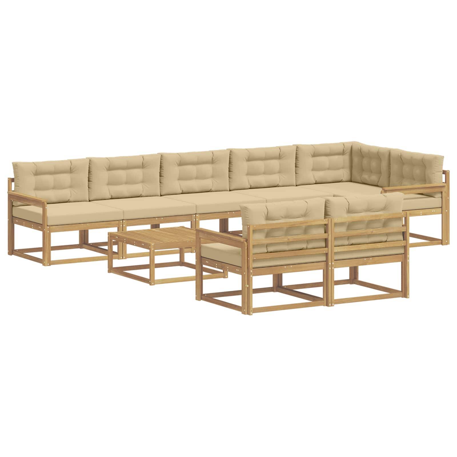 vidaXL Outdoor-Sofagarnitur 9 pcs Weiß und Beige 79 x 79 x 37 cm