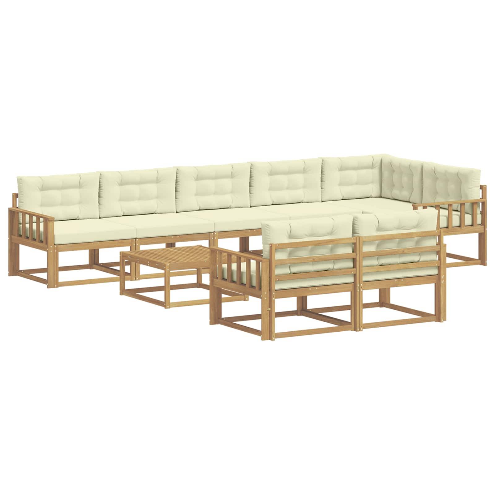 vidaXL Outdoor-Sofagarnitur 9 pcs Weiß und Creme 79 x 79 x 37 cm