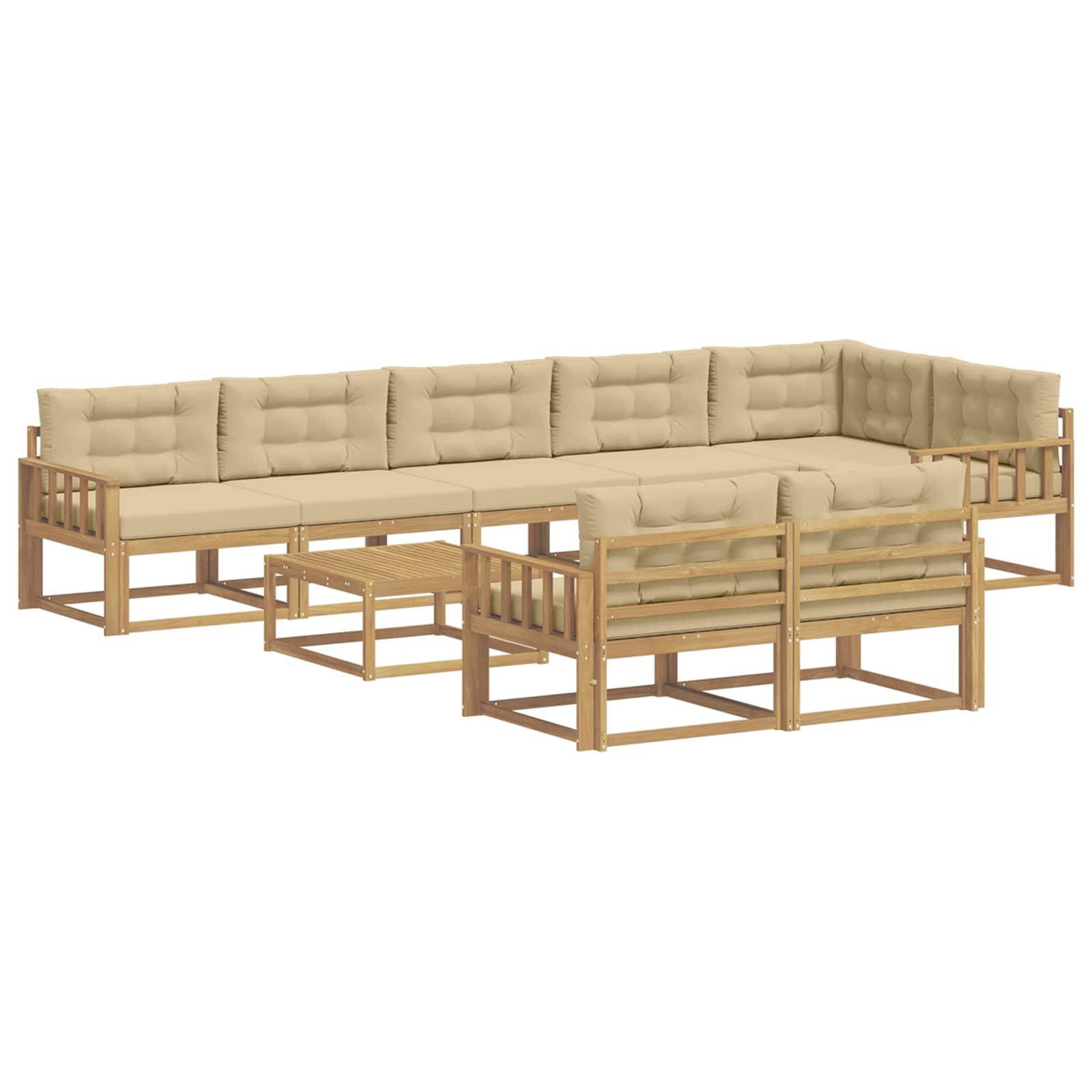 vidaXL Outdoor-Sofagarnitur 9 pcs Weiß und Beige 79 x 79 x 37 cm
