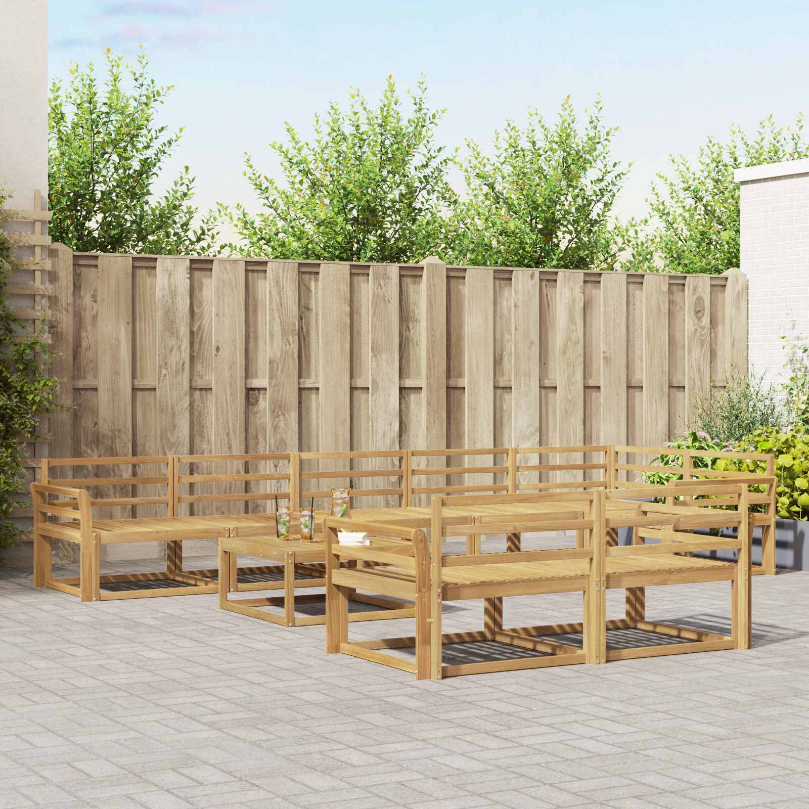 vidaXL Outdoor-Sofagarnitur 9 pcs Weiß 79 x 79 x 37 cm