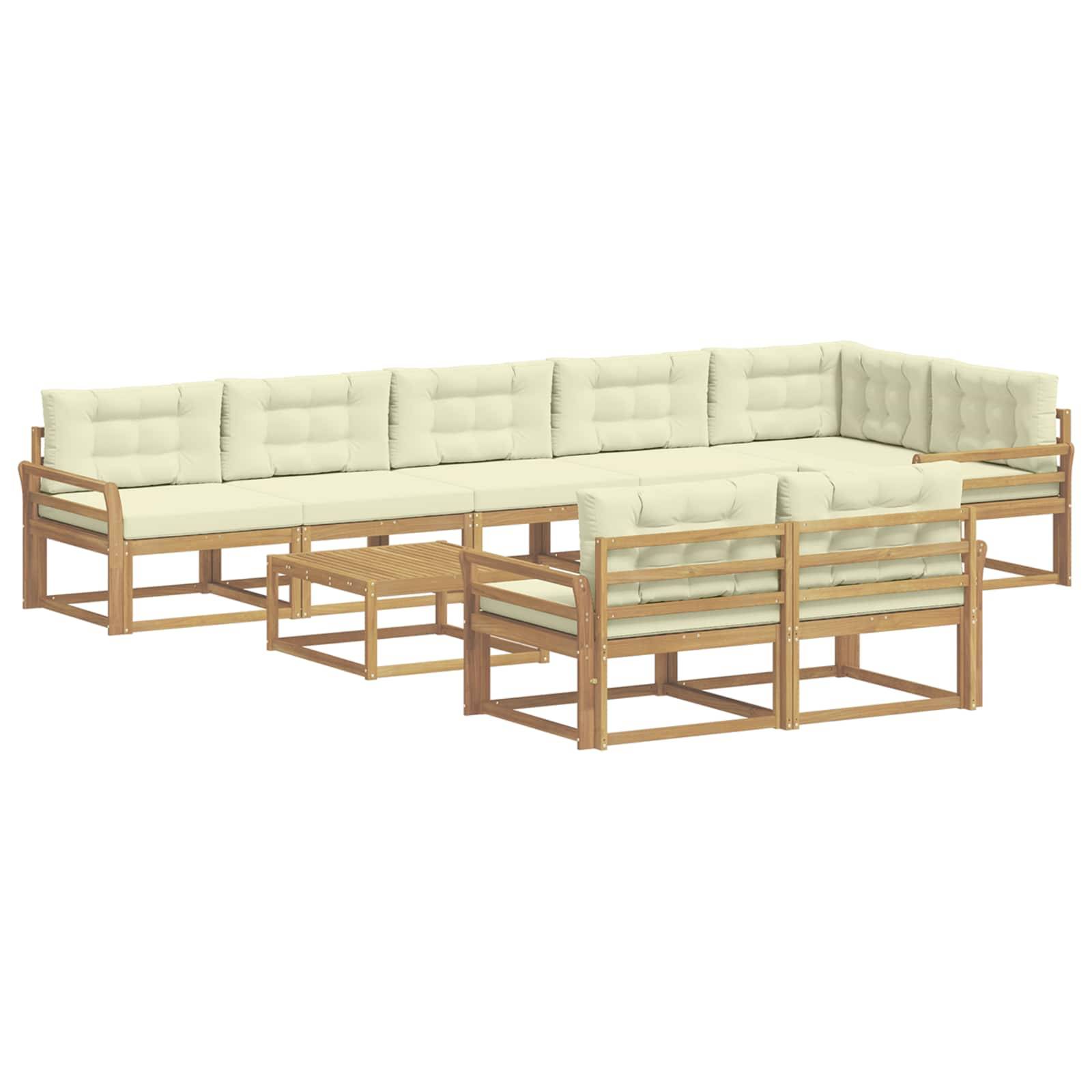 vidaXL Outdoor-Sofagarnitur 9 pcs Weiß und Creme 79 x 79 x 37 cm