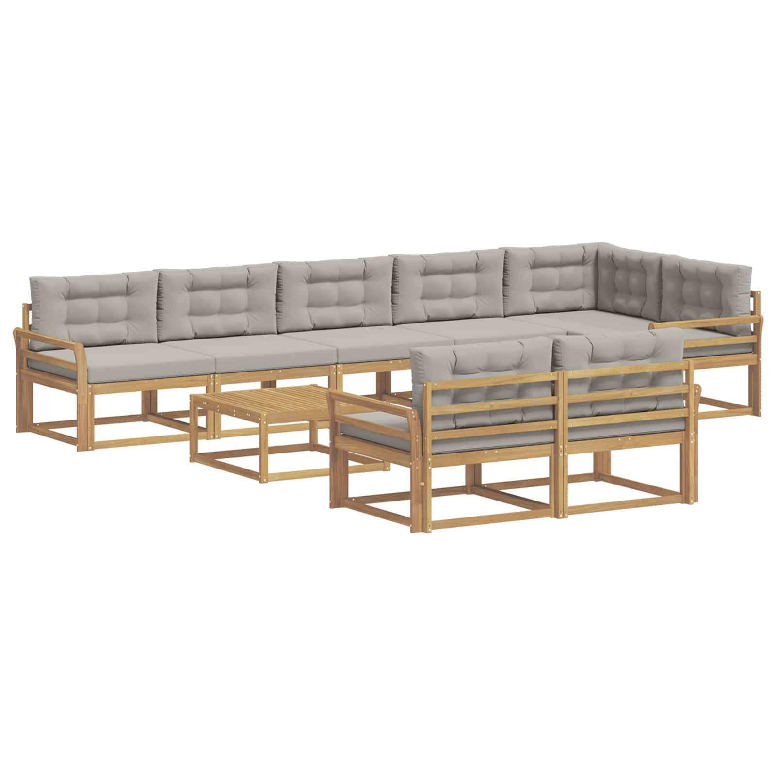 vidaXL Outdoor-Sofagarnitur 9 pcs Weiß und Hellgrau 79 x 79 x 37 cm