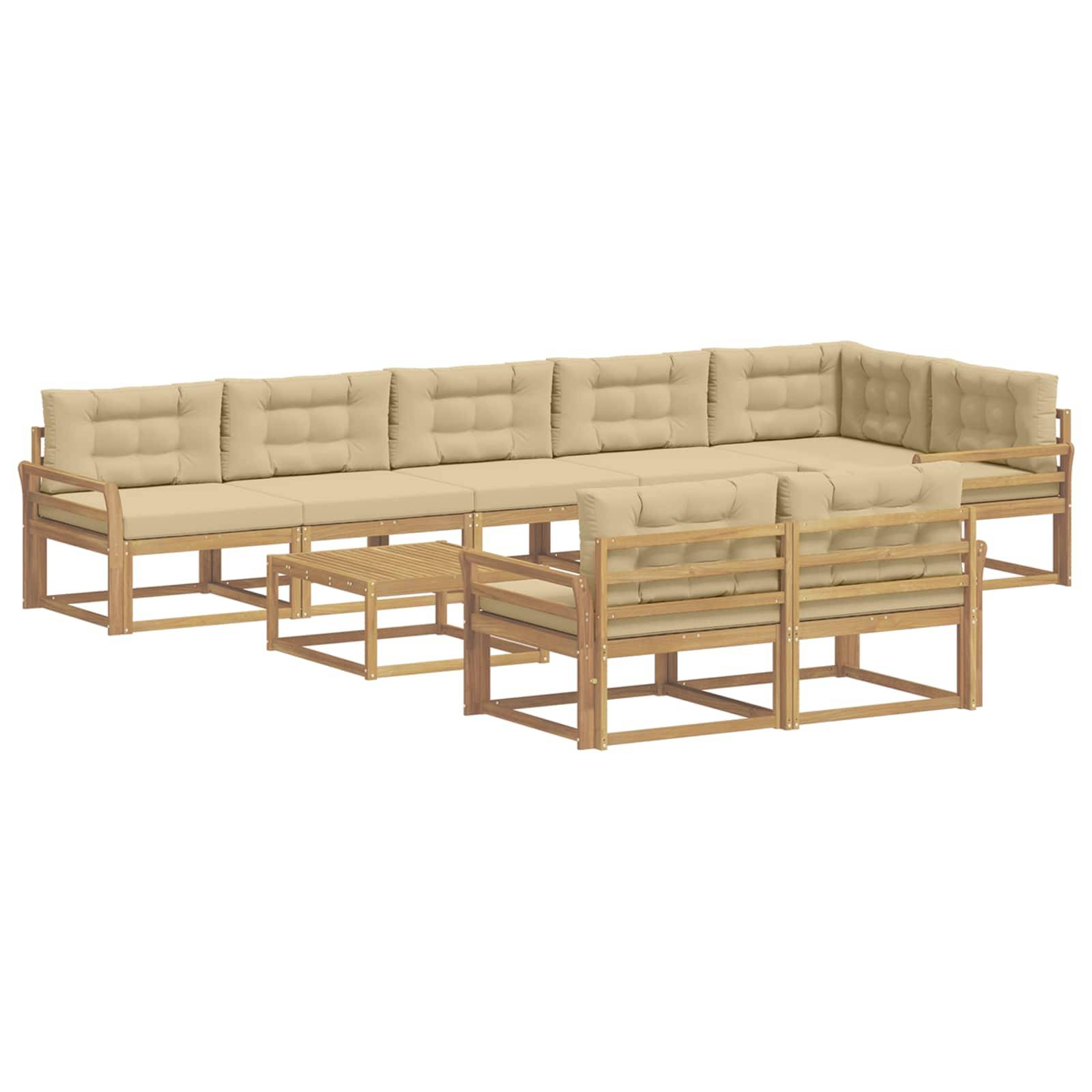 vidaXL Outdoor-Sofagarnitur 9 pcs Weiß und Beige 79 x 79 x 37 cm