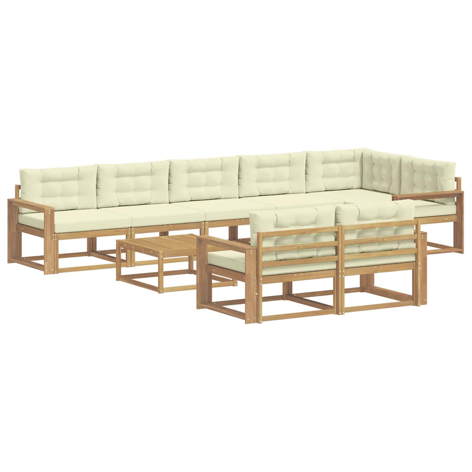 vidaXL Outdoor-Sofagarnitur 9 pcs Weiß und Creme 79 x 79 x 37 cm