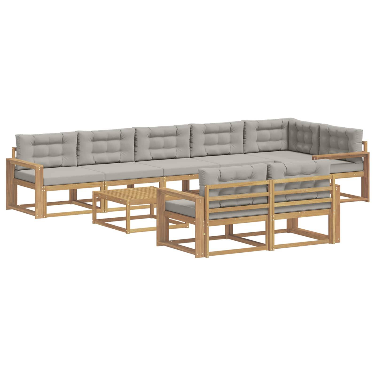 vidaXL Outdoor-Sofagarnitur 9 pcs Weiß und Hellgrau 79 x 79 x 37 cm