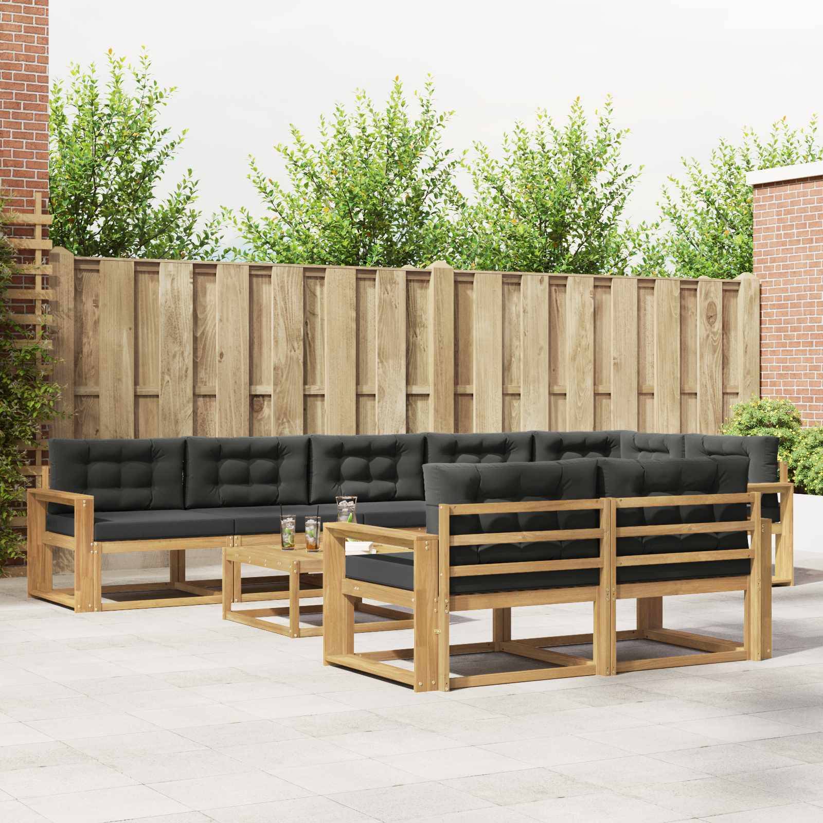vidaXL Outdoor-Sofagarnitur 9 pcs Weiß und Anthrazit 79 x 79 x 37 cm