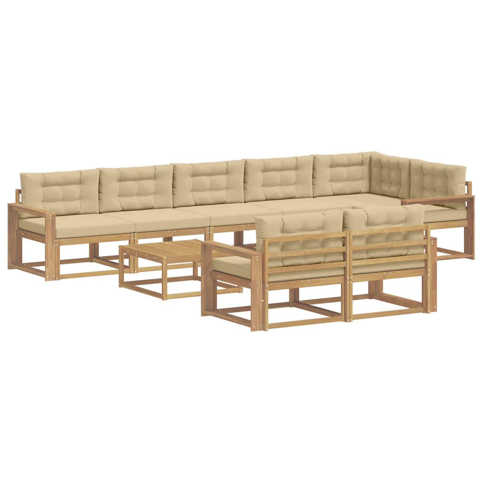 vidaXL Outdoor-Sofagarnitur 9 pcs Weiß und Beige 79 x 79 x 37 cm