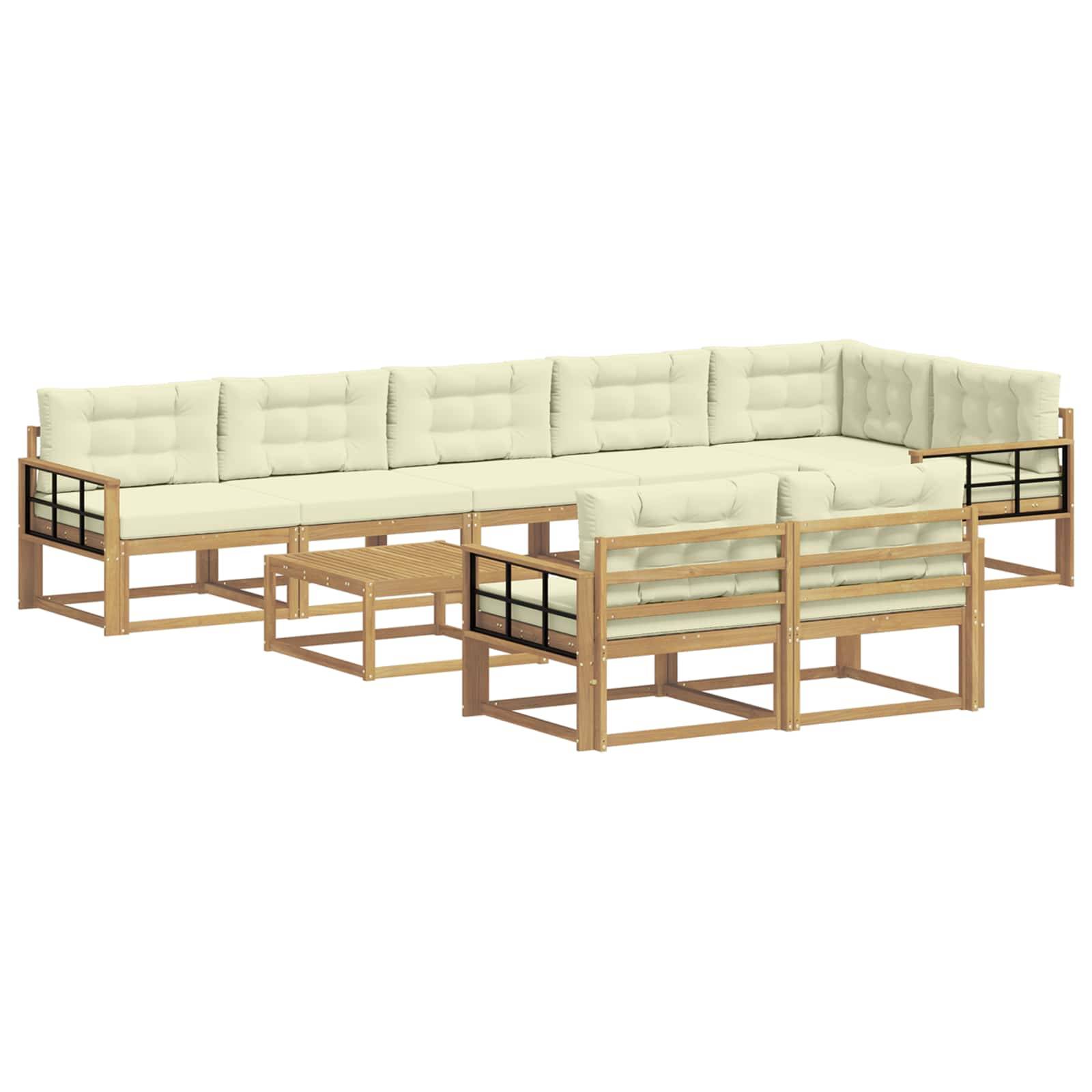 vidaXL Outdoor-Sofagarnitur 9 pcs Weiß und Creme 79 x 79 x 37 cm