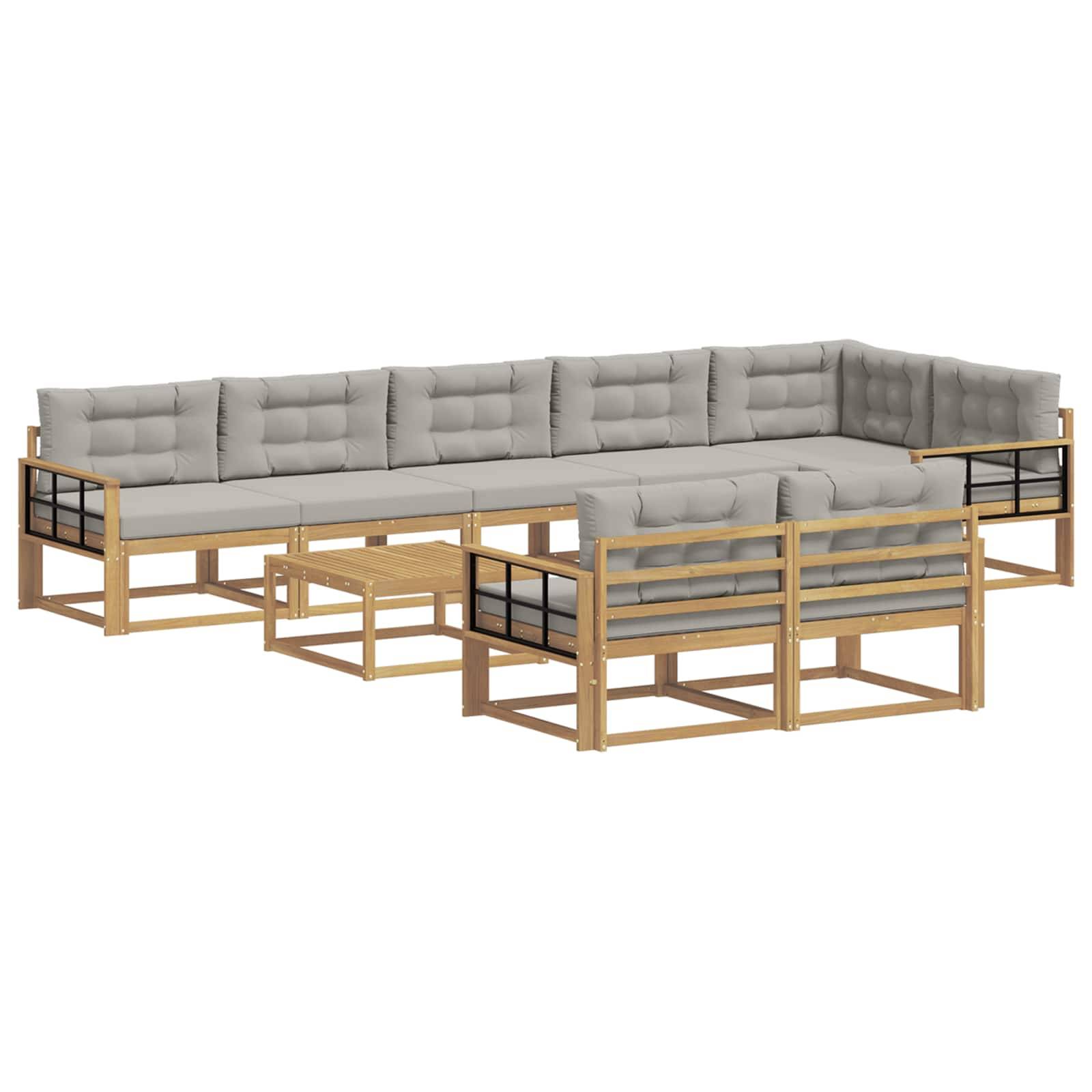 vidaXL Outdoor-Sofagarnitur 9 pcs Weiß und Hellgrau 79 x 79 x 37 cm