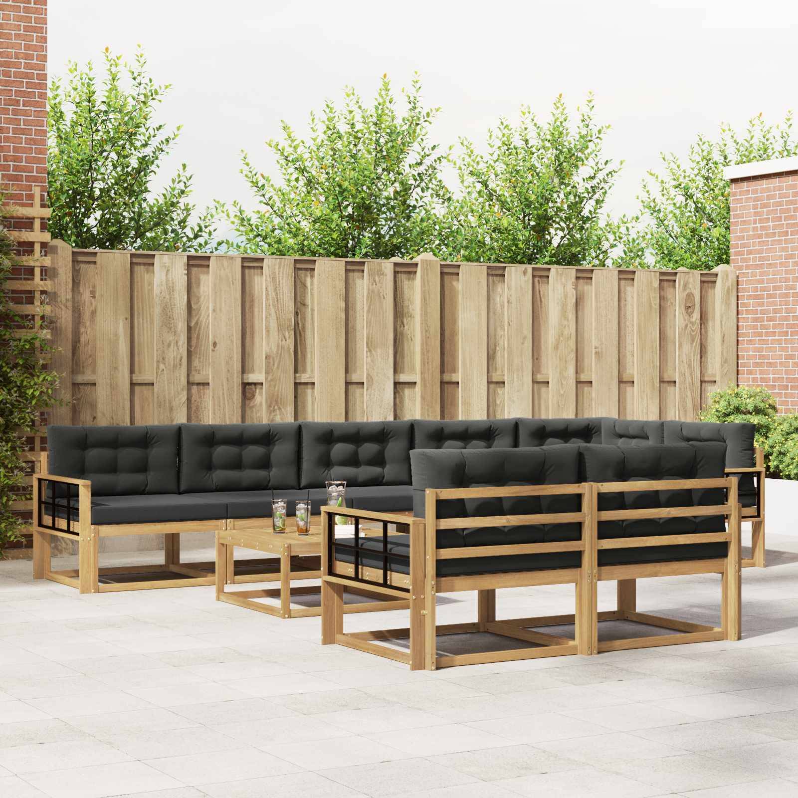vidaXL Outdoor-Sofagarnitur 9 pcs Weiß und Anthrazit 79 x 79 x 37 cm