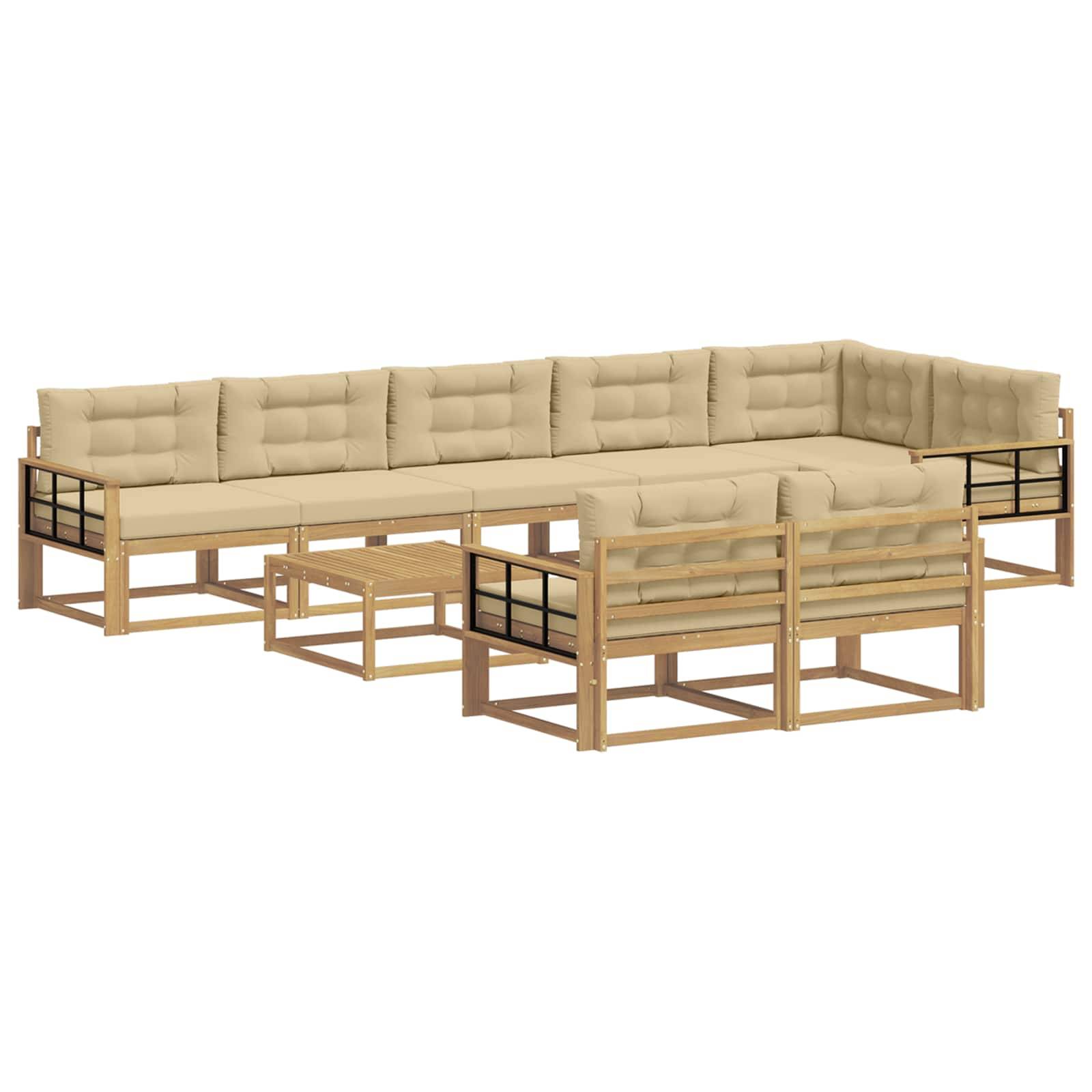 vidaXL Outdoor-Sofagarnitur 9 pcs Weiß und Beige 79 x 79 x 37 cm