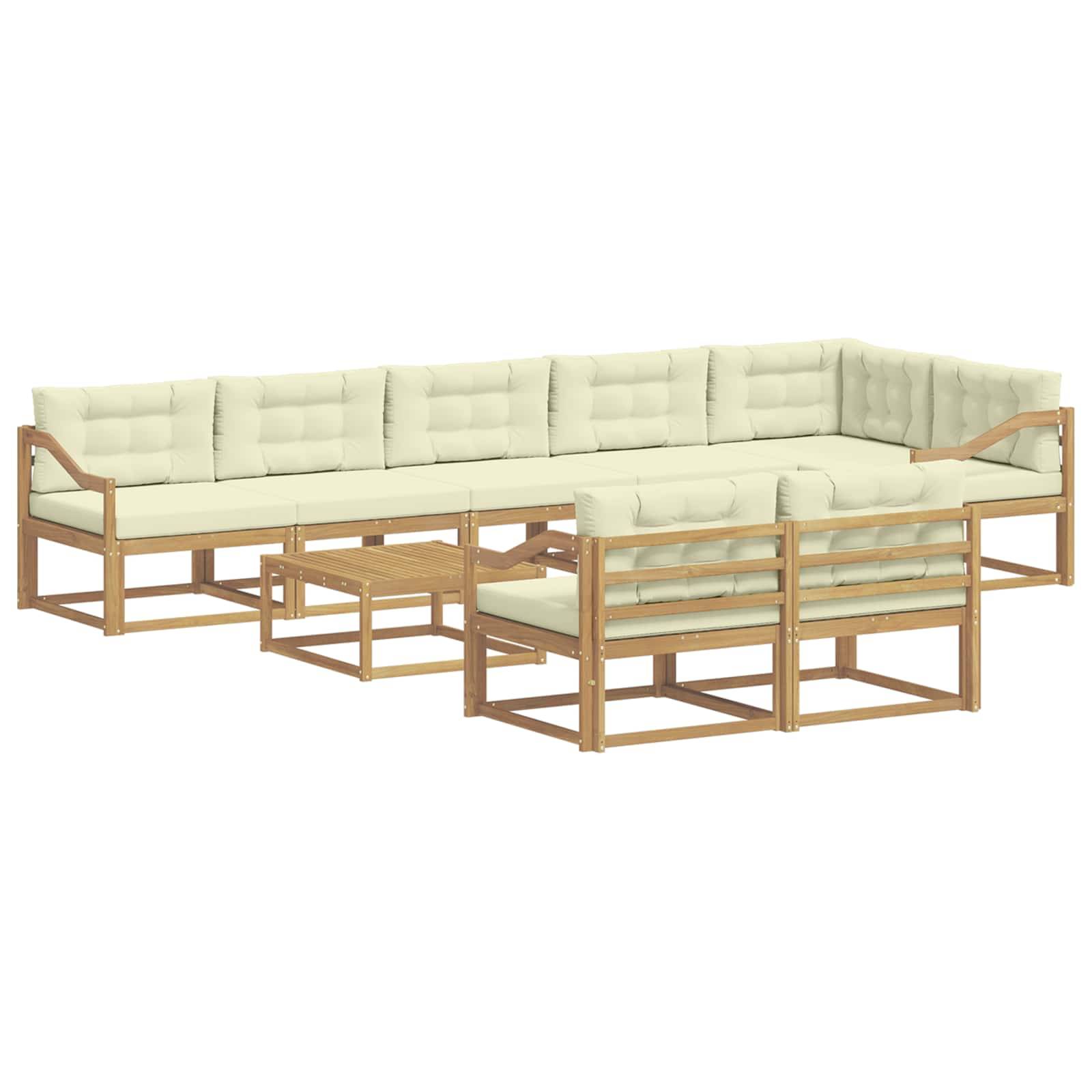 vidaXL Outdoor-Sofagarnitur 9 pcs Weiß und Creme 79 x 79 x 37 cm