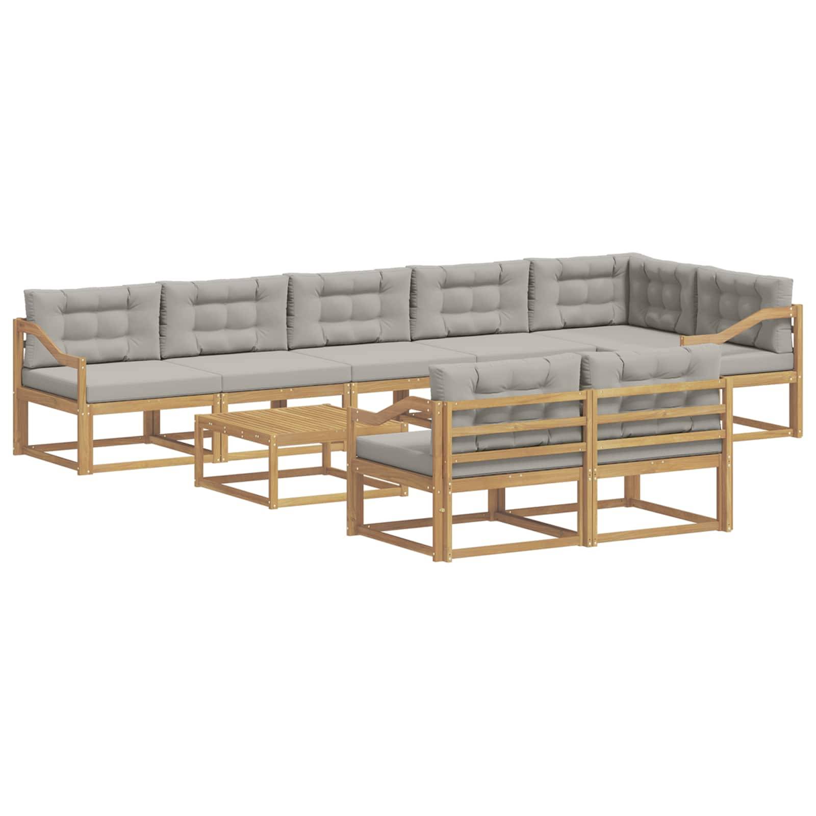 vidaXL Outdoor-Sofagarnitur 9 pcs Weiß und Hellgrau 79 x 79 x 37 cm