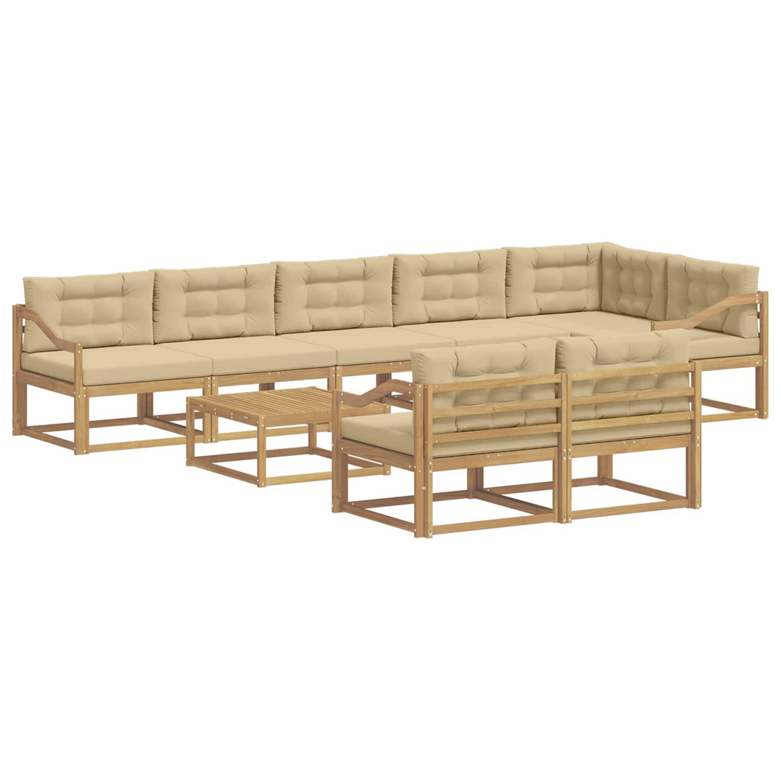 vidaXL Outdoor-Sofagarnitur 9 pcs Weiß und Beige 79 x 79 x 37 cm