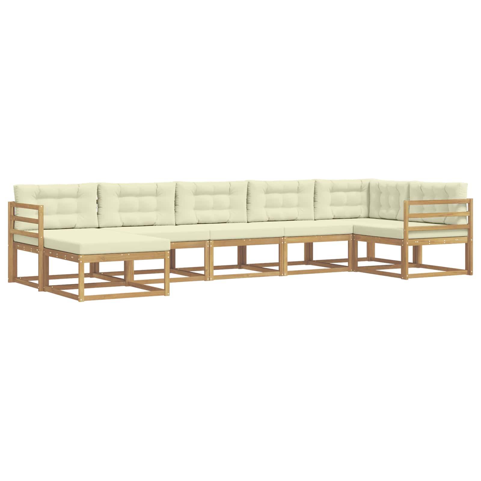 vidaXL Outdoor-Sofagarnitur mit Kissen 7 pcs Weiß und Creme