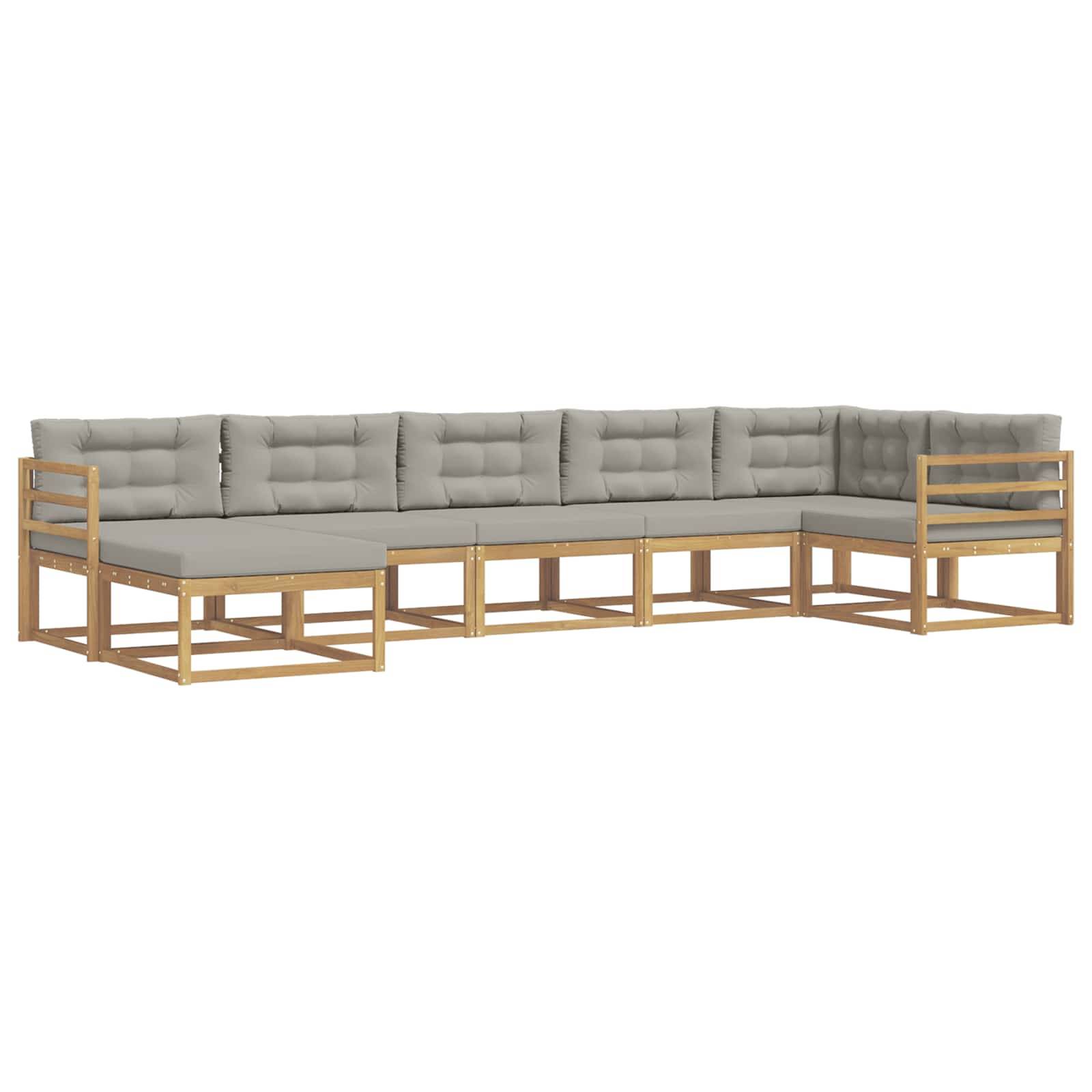 vidaXL Outdoor-Sofagarnitur mit Kissen 7 pcs Weiß und Hellgrau