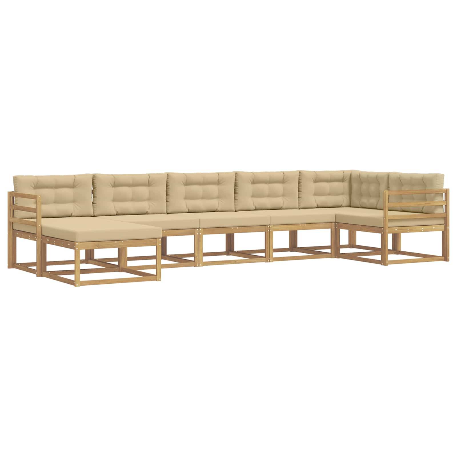 vidaXL Outdoor-Sofagarnitur mit Kissen 7 pcs Weiß und Beige