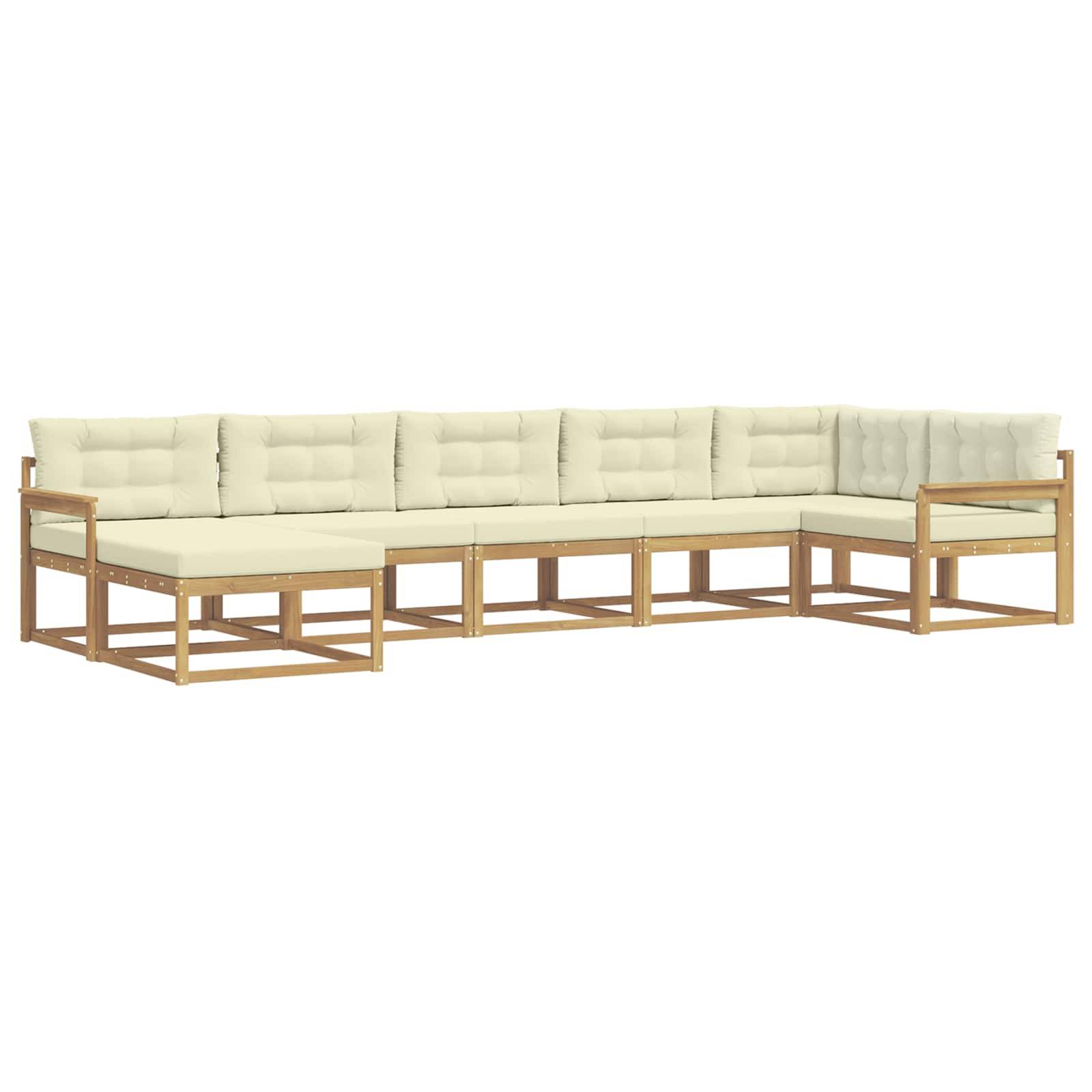 vidaXL Outdoor-Sofagarnitur mit Kissen 7 pcs Weiß und Creme