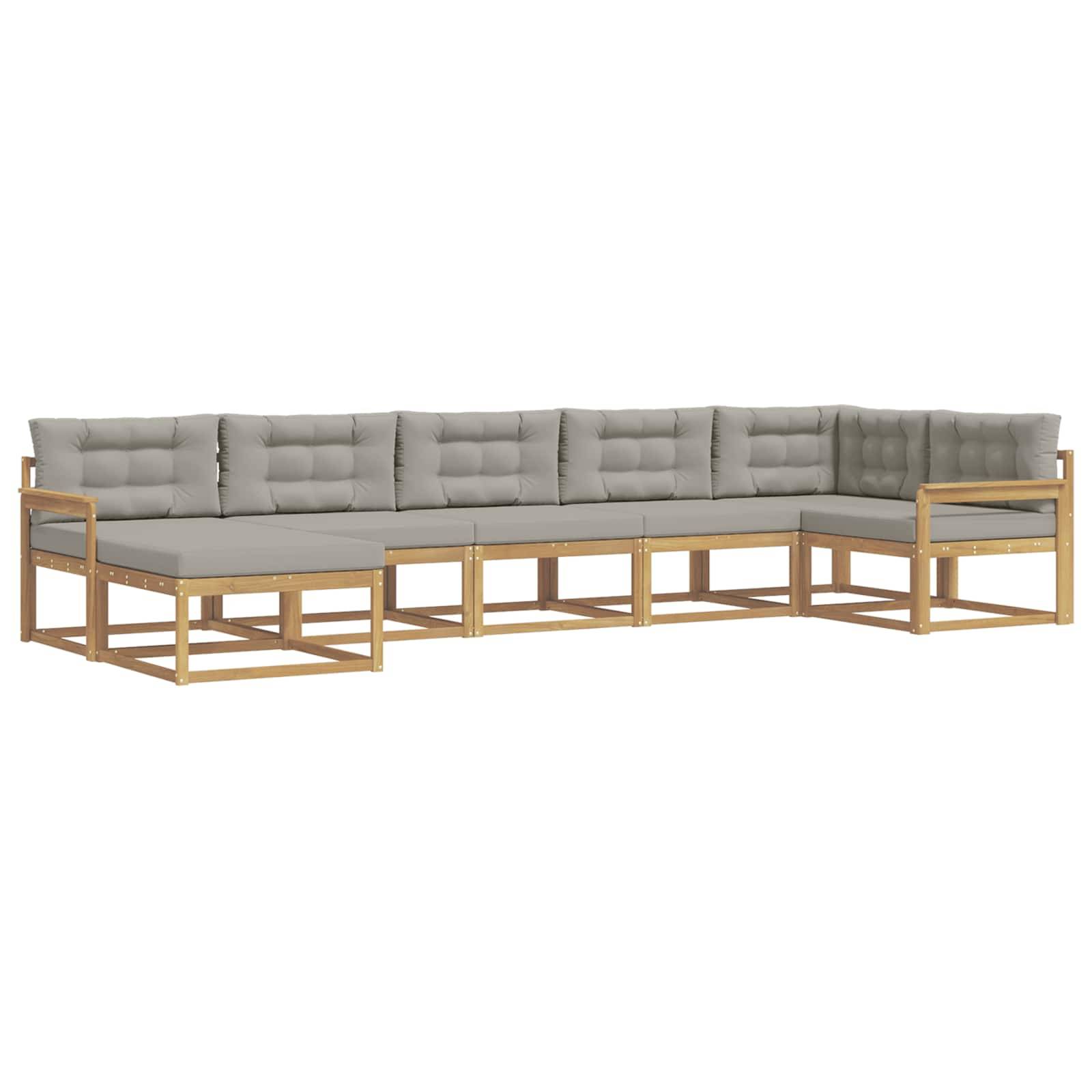 vidaXL Outdoor-Sofagarnitur mit Kissen 7 pcs Weiß und Hellgrau