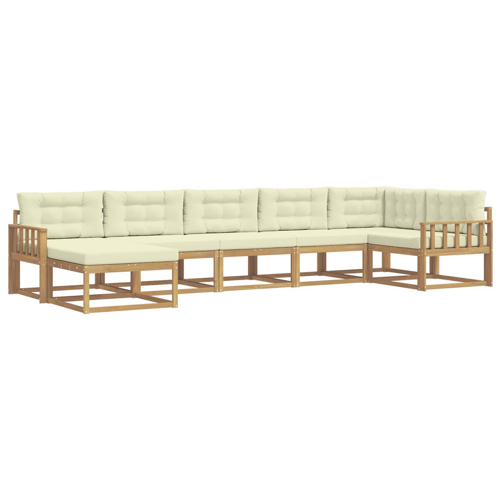 vidaXL Outdoor-Sofagarnitur mit Kissen 7 pcs Weiß und Creme