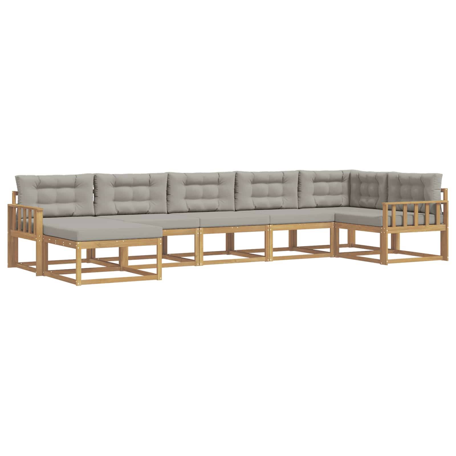 vidaXL Outdoor-Sofagarnitur mit Kissen 7 pcs Weiß und Hellgrau