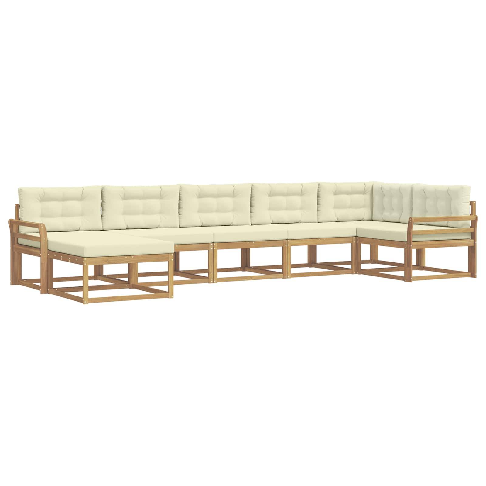 vidaXL Outdoor-Sofagarnitur mit Kissen 7 pcs Weiß und Creme