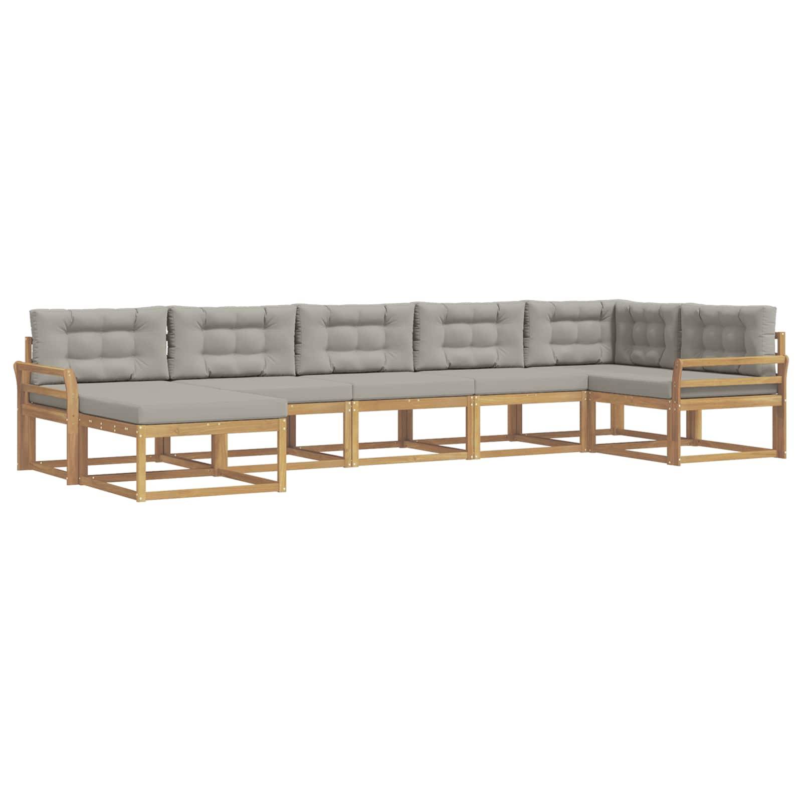 vidaXL Outdoor-Sofagarnitur mit Kissen 7 pcs Weiß und Hellgrau