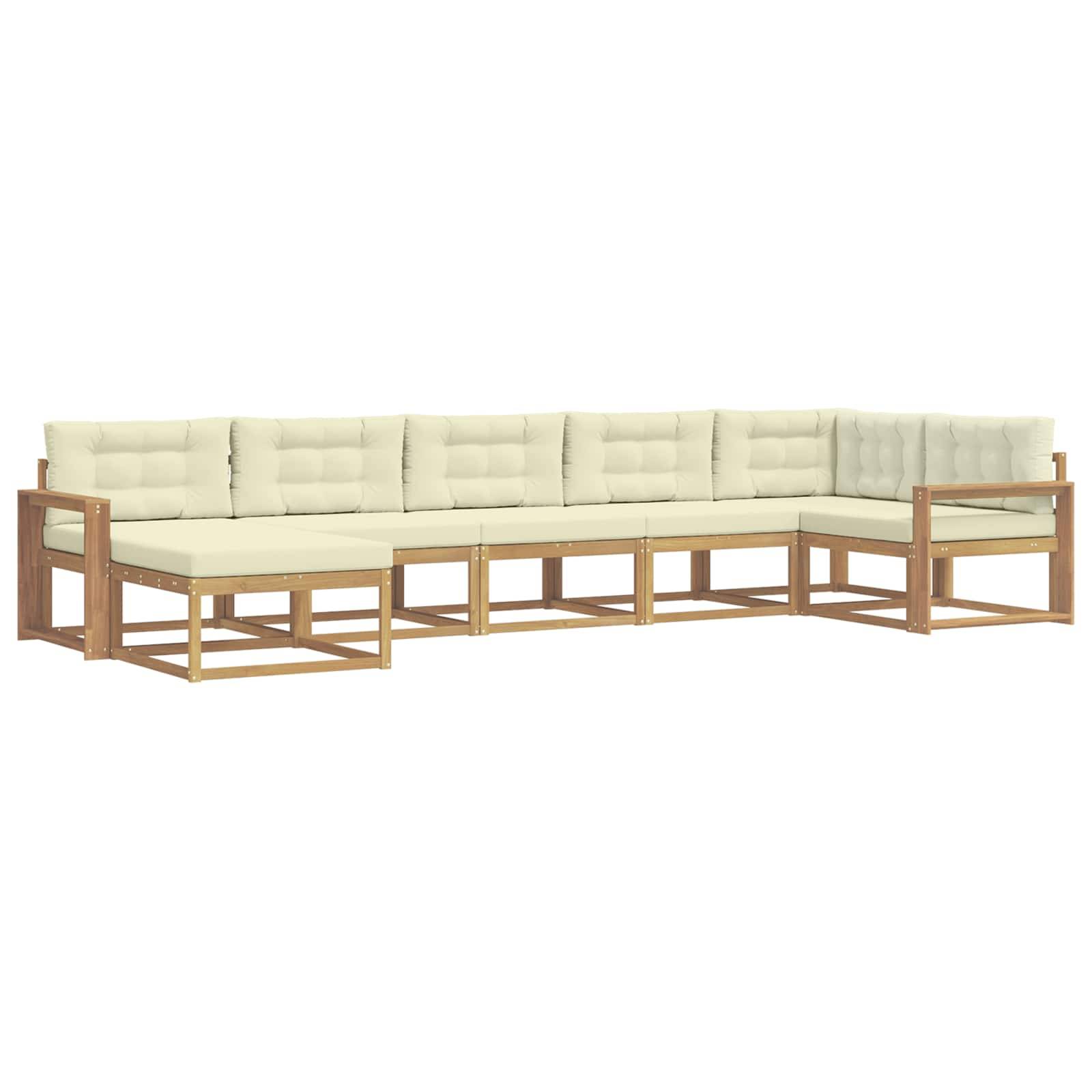 vidaXL Outdoor-Sofagarnitur mit Kissen 7 pcs Weiß und Creme