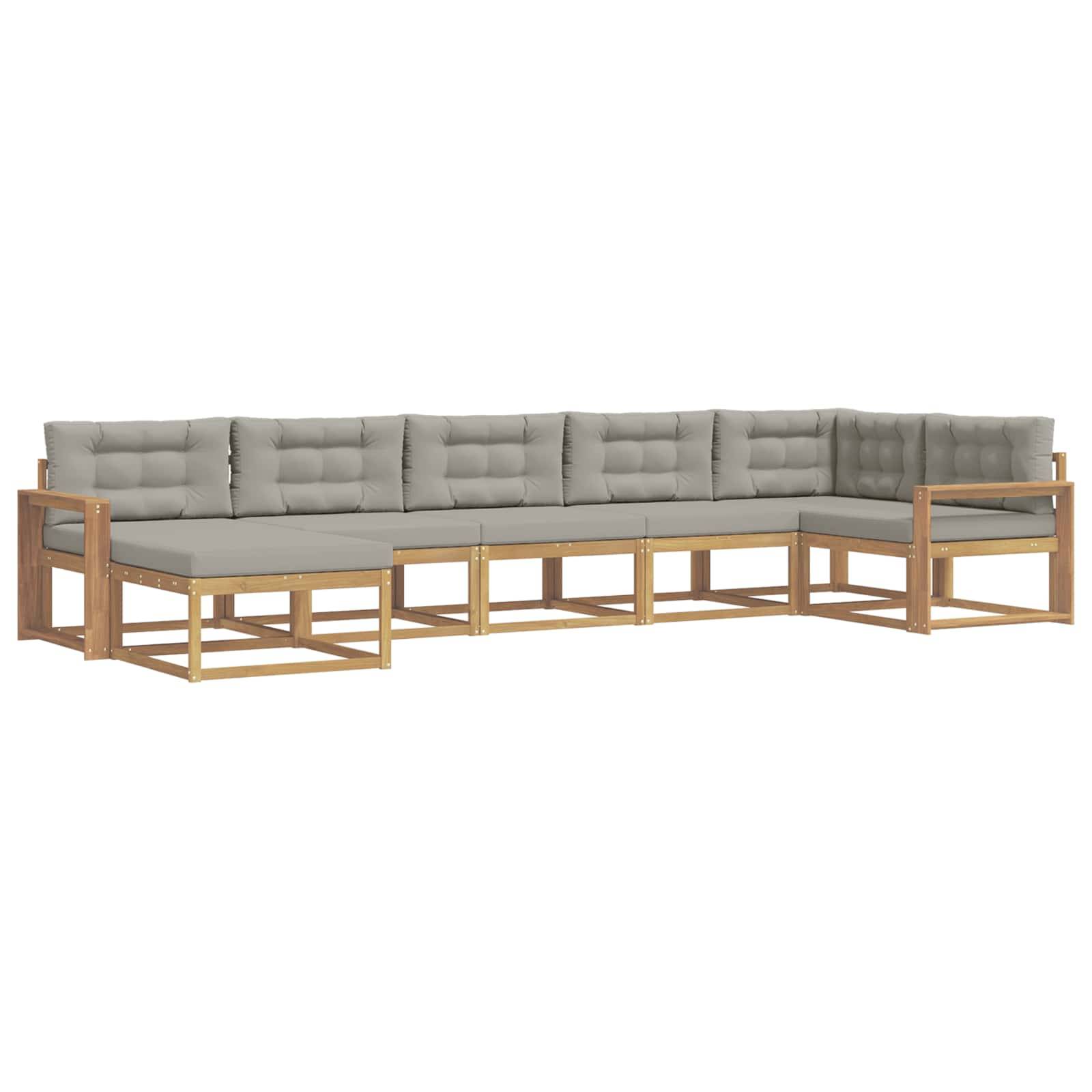 vidaXL Outdoor-Sofagarnitur mit Kissen 7 pcs Weiß und Hellgrau