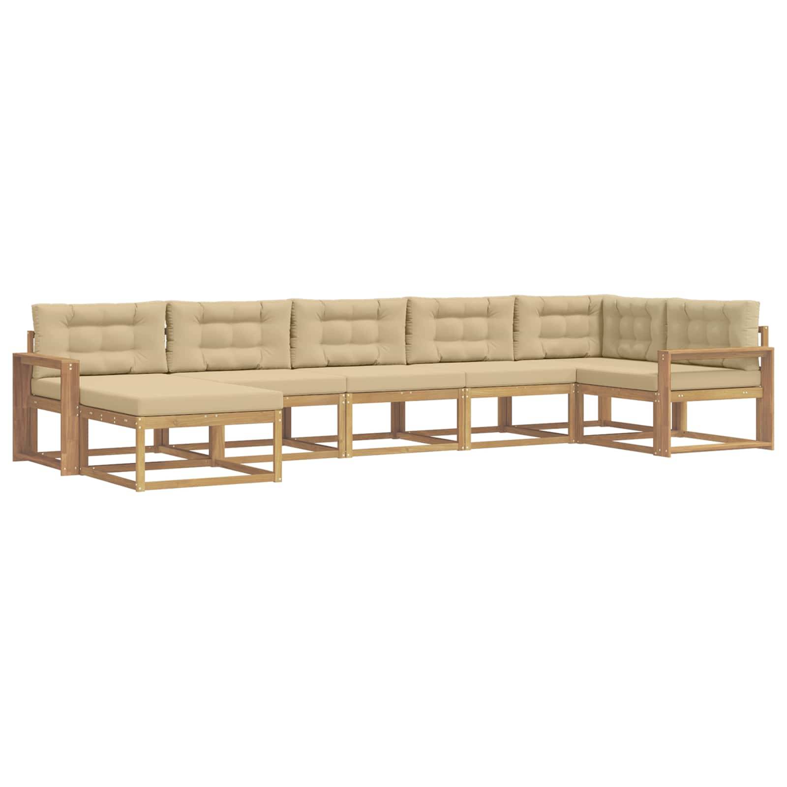 vidaXL Outdoor-Sofagarnitur mit Kissen 7 pcs Weiß und Beige
