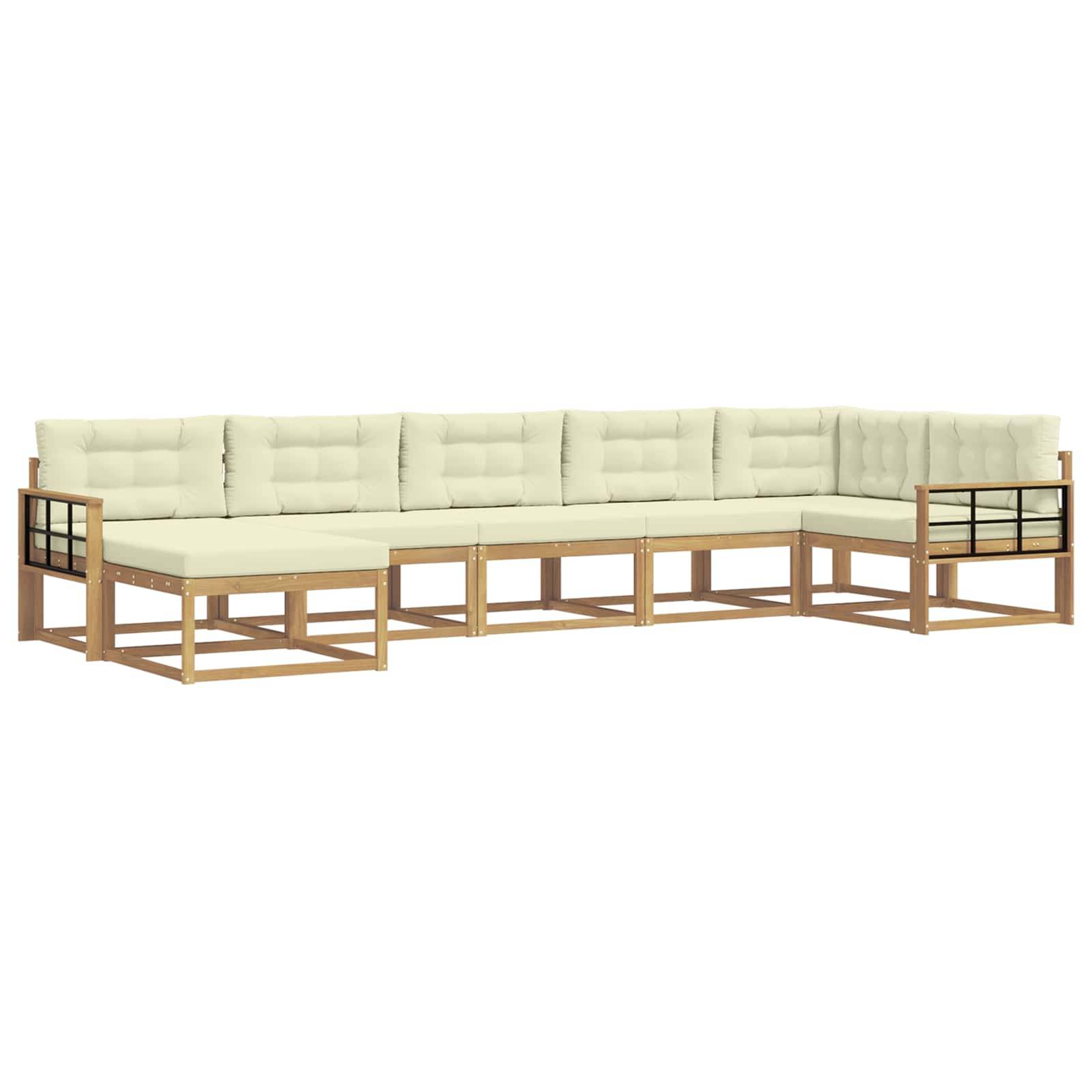 vidaXL Outdoor-Sofagarnitur mit Kissen 7 pcs Weiß und Creme