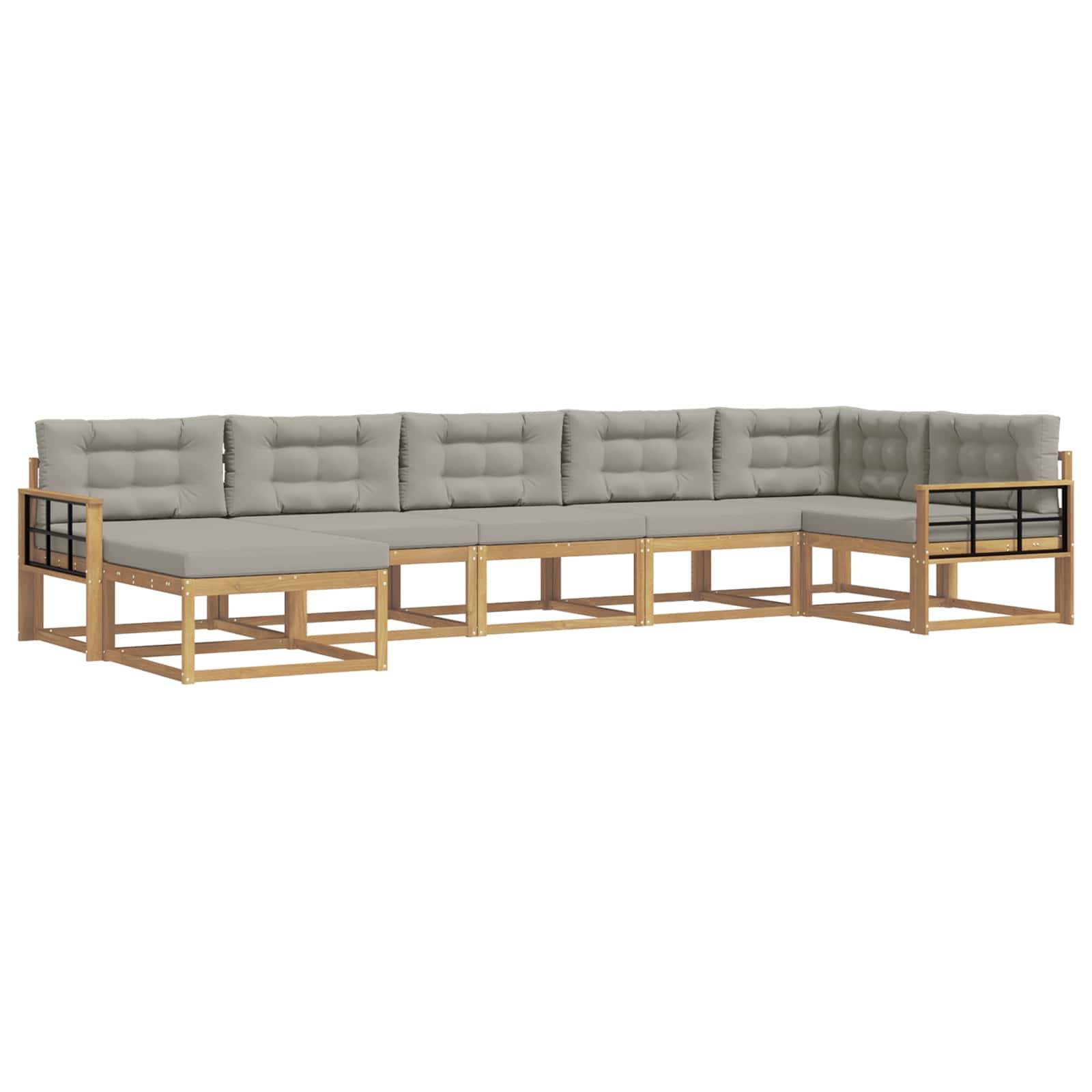 vidaXL Outdoor-Sofagarnitur mit Kissen 7 pcs Weiß und Hellgrau