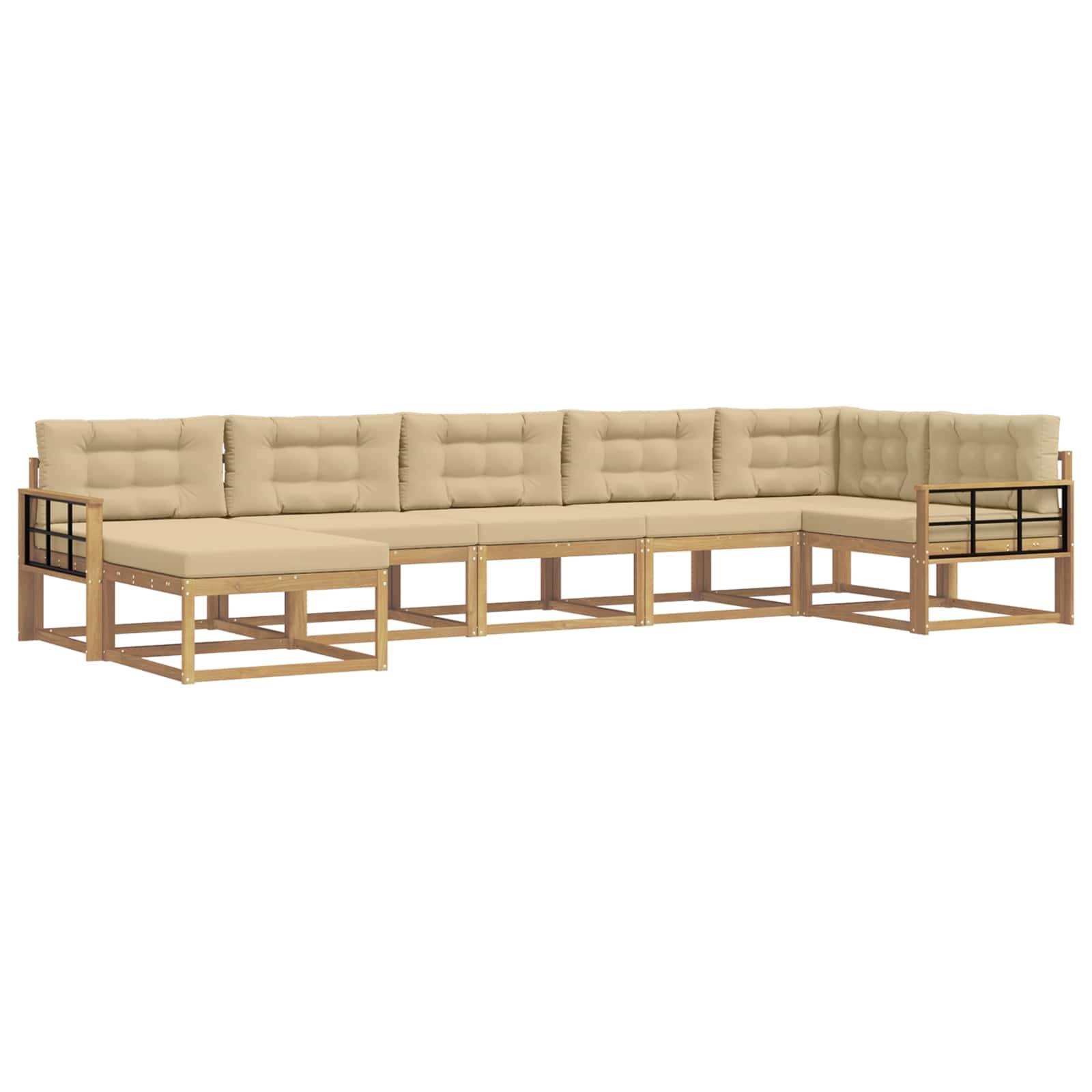 vidaXL Outdoor-Sofagarnitur mit Kissen 7 pcs Weiß und Beige
