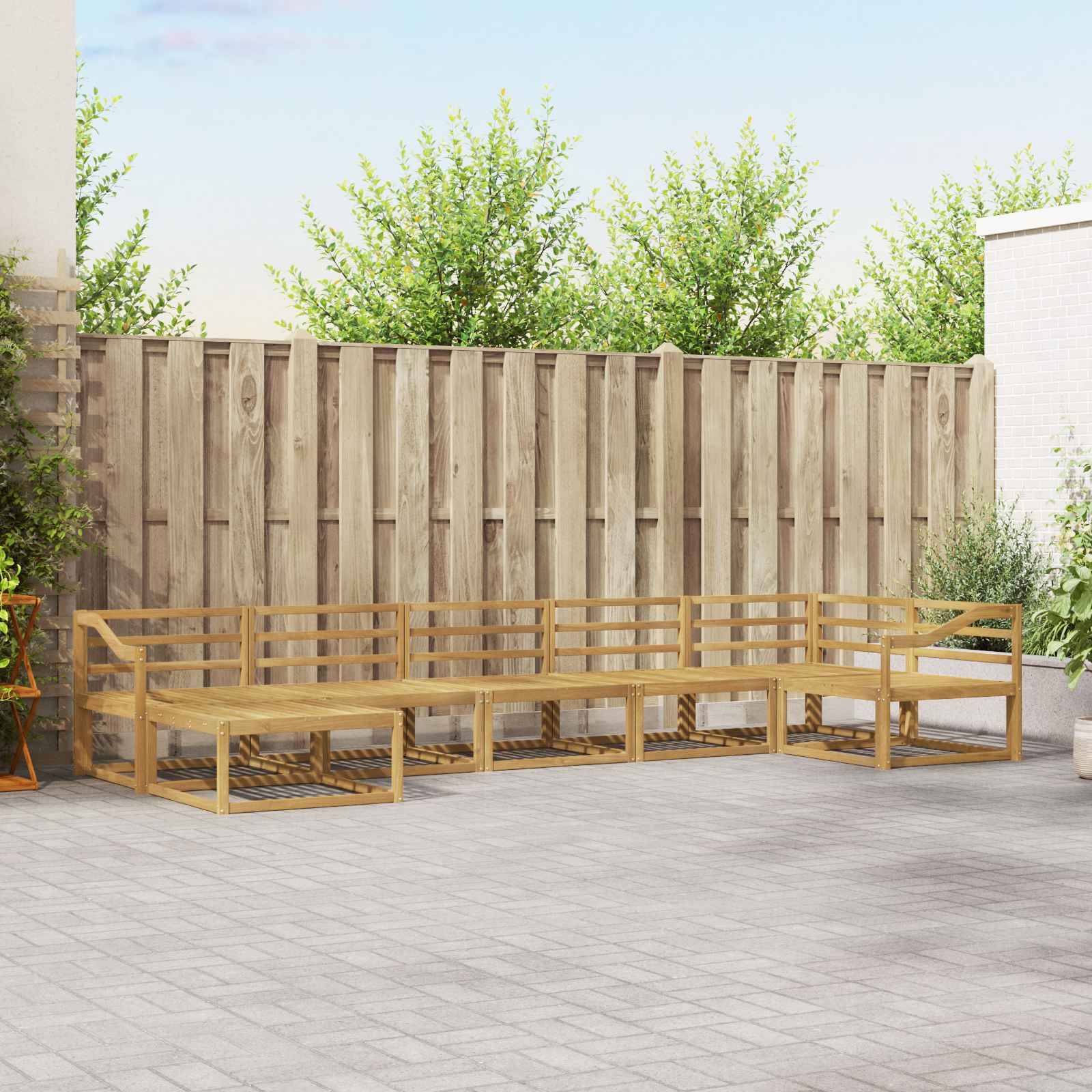 vidaXL Outdoor-Sofagarnitur 7 pcs Weiß Massivholz Akazie