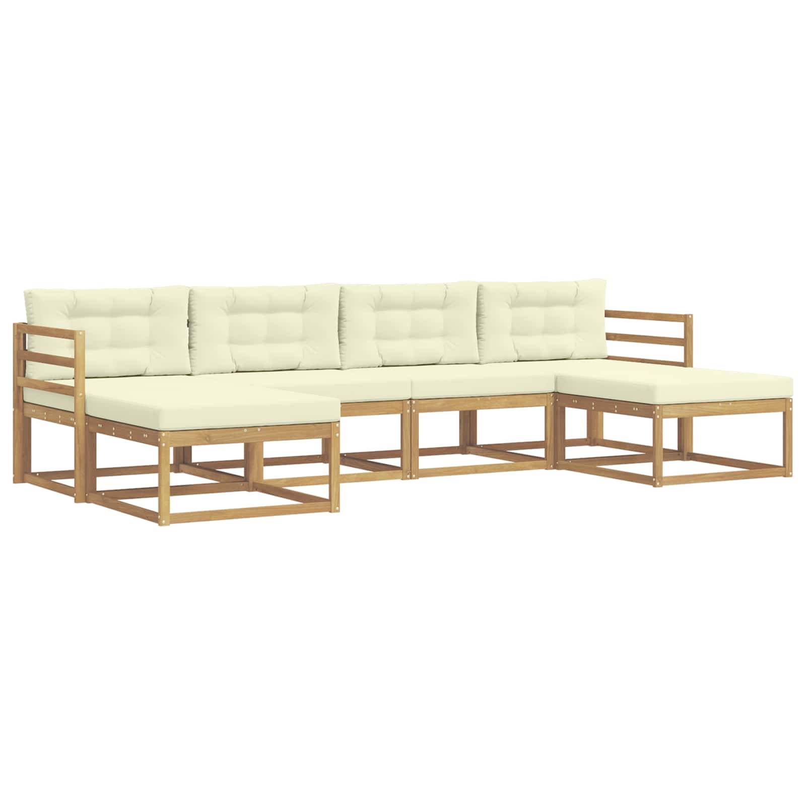 vidaXL Outdoor-Sofagarnitur mit Kissen 6 pcs Weiß und Creme
