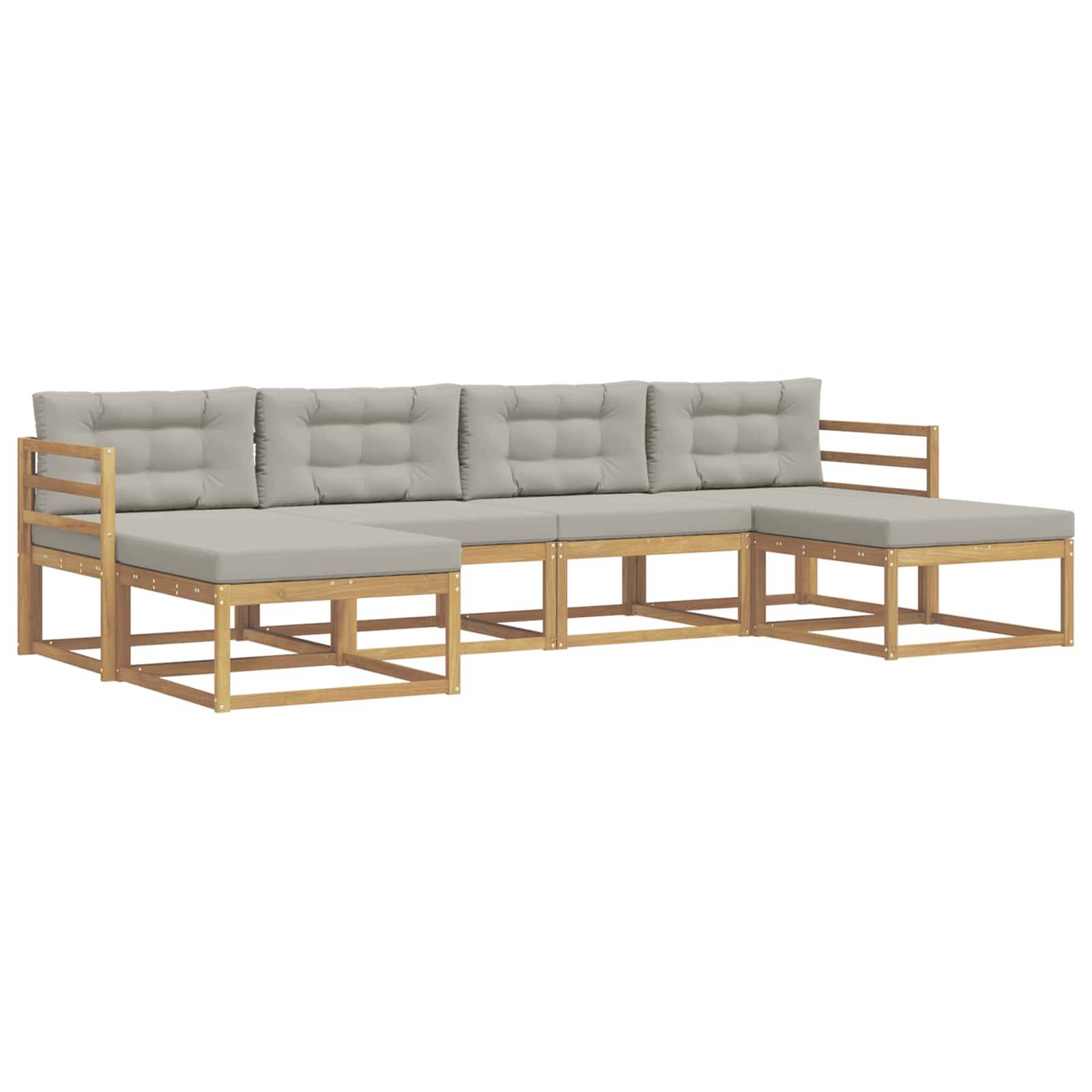 vidaXL Outdoor-Sofagarnitur mit Kissen 6 pcs Weiß und Hellgrau