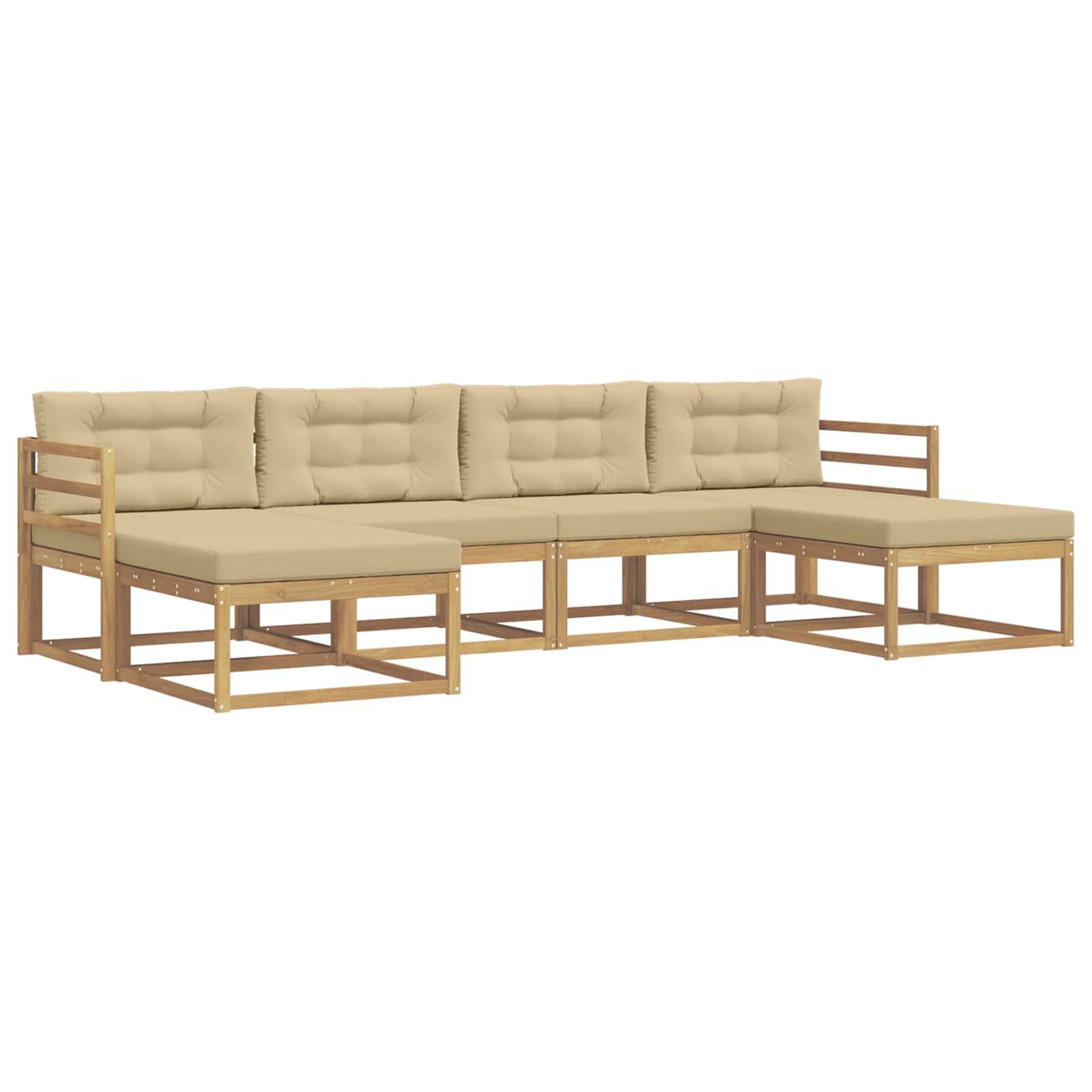 vidaXL Outdoor-Sofagarnitur mit Kissen 6 pcs Weiß und Beige