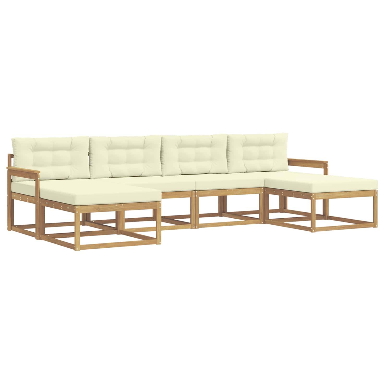 vidaXL Outdoor-Sofagarnitur mit Kissen 6 pcs Weiß und Creme