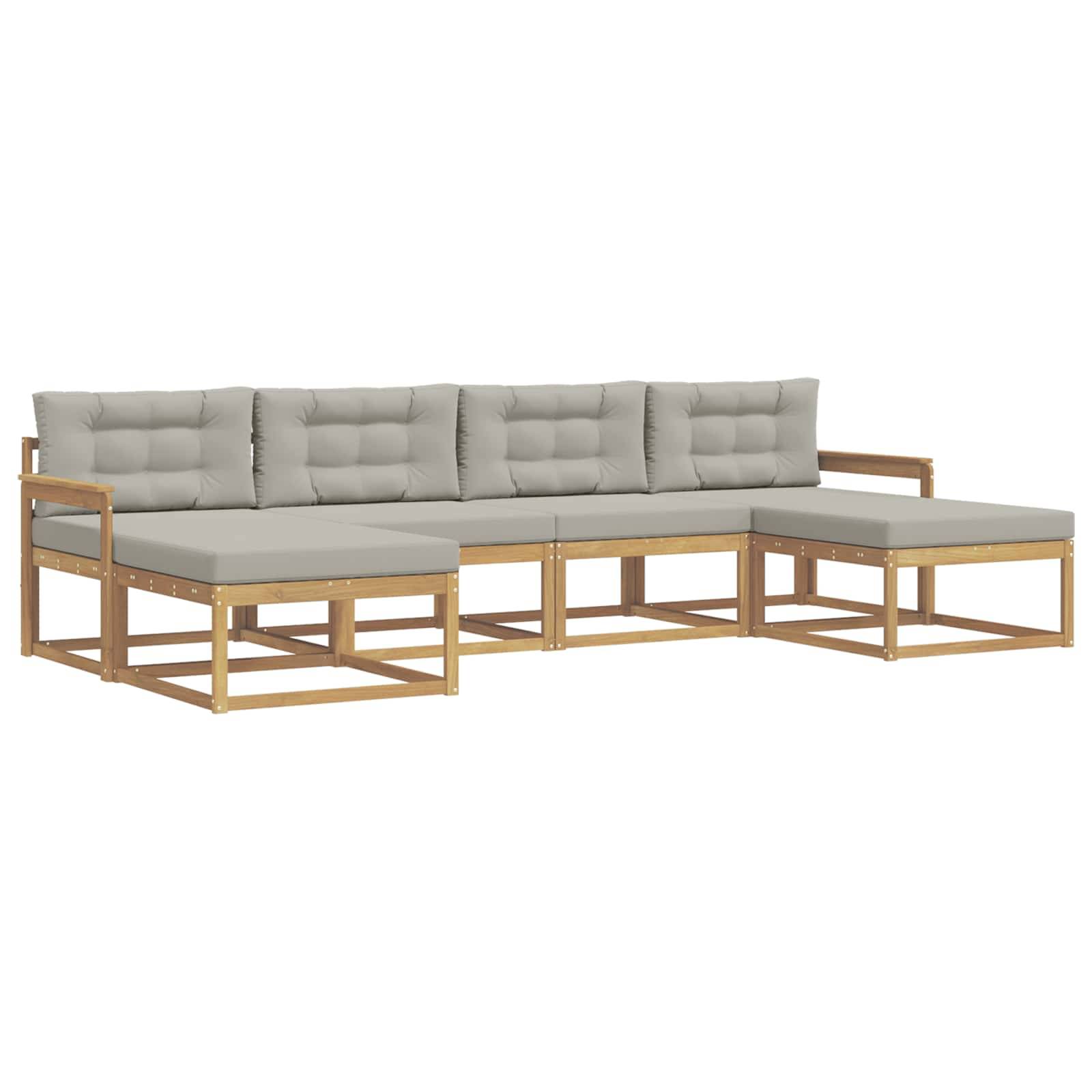 vidaXL Outdoor-Sofagarnitur mit Kissen 6 pcs Weiß und Hellgrau