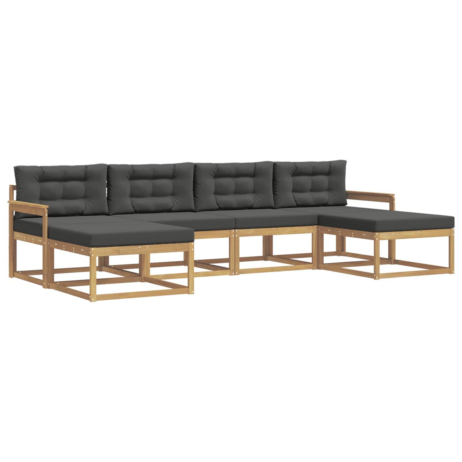 vidaXL Outdoor-Sofagarnitur mit Kissen 6 pcs Weiß und Anthrazit