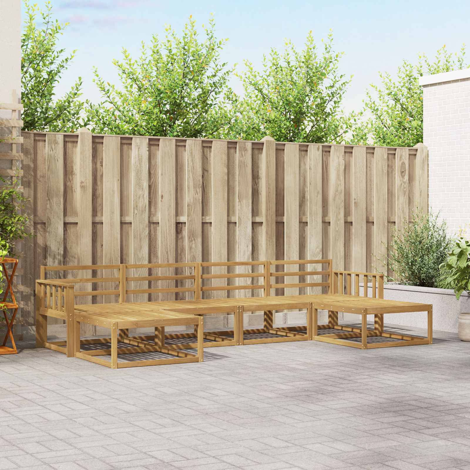 vidaXL Outdoor-Sofagarnitur 6 pcs Weiß Massivholz Akazie
