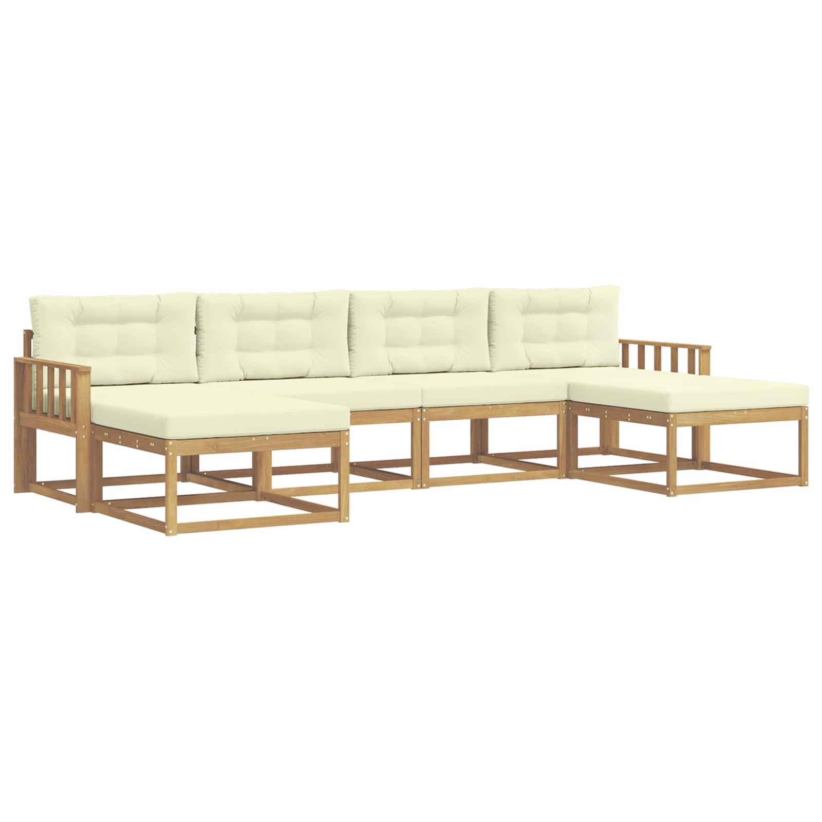 vidaXL Outdoor-Sofagarnitur mit Kissen 6 pcs Weiß und Creme