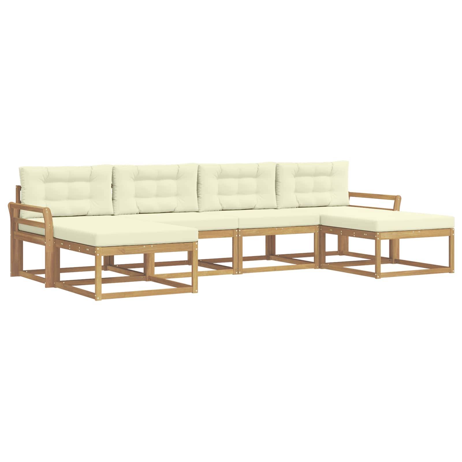 vidaXL Outdoor-Sofagarnitur mit Kissen 6 pcs Weiß und Creme