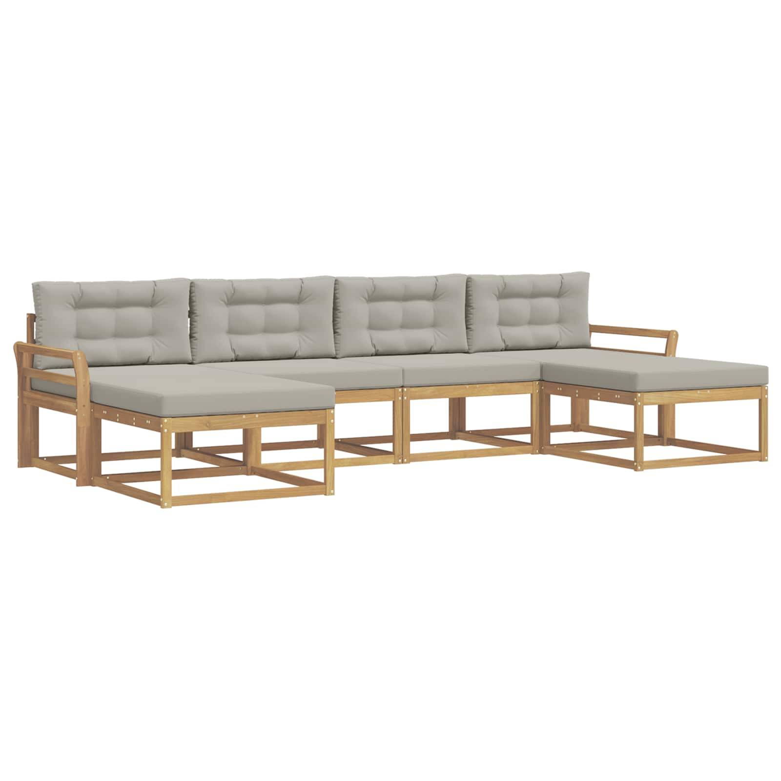 vidaXL Outdoor-Sofagarnitur mit Kissen 6 pcs Weiß und Hellgrau