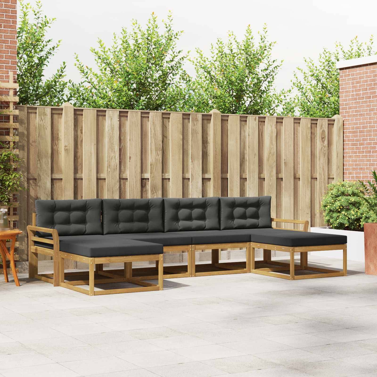 vidaXL Outdoor-Sofagarnitur mit Kissen 6 pcs Weiß und Anthrazit