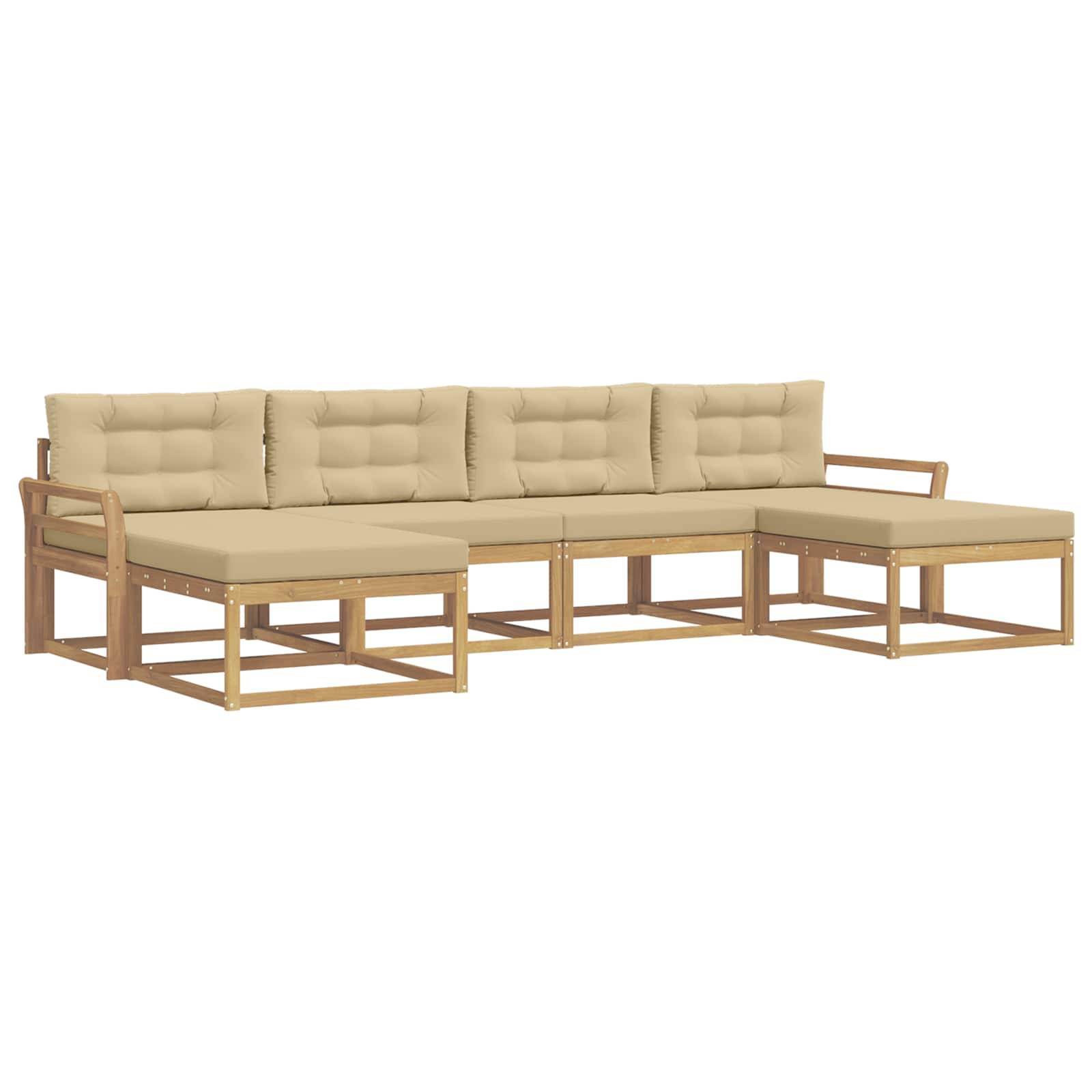 vidaXL Outdoor-Sofagarnitur mit Kissen 6 pcs Weiß und Beige