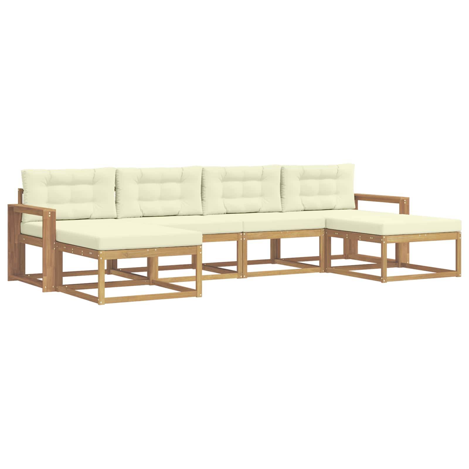 vidaXL Outdoor-Sofagarnitur mit Kissen 6 pcs Weiß und Creme