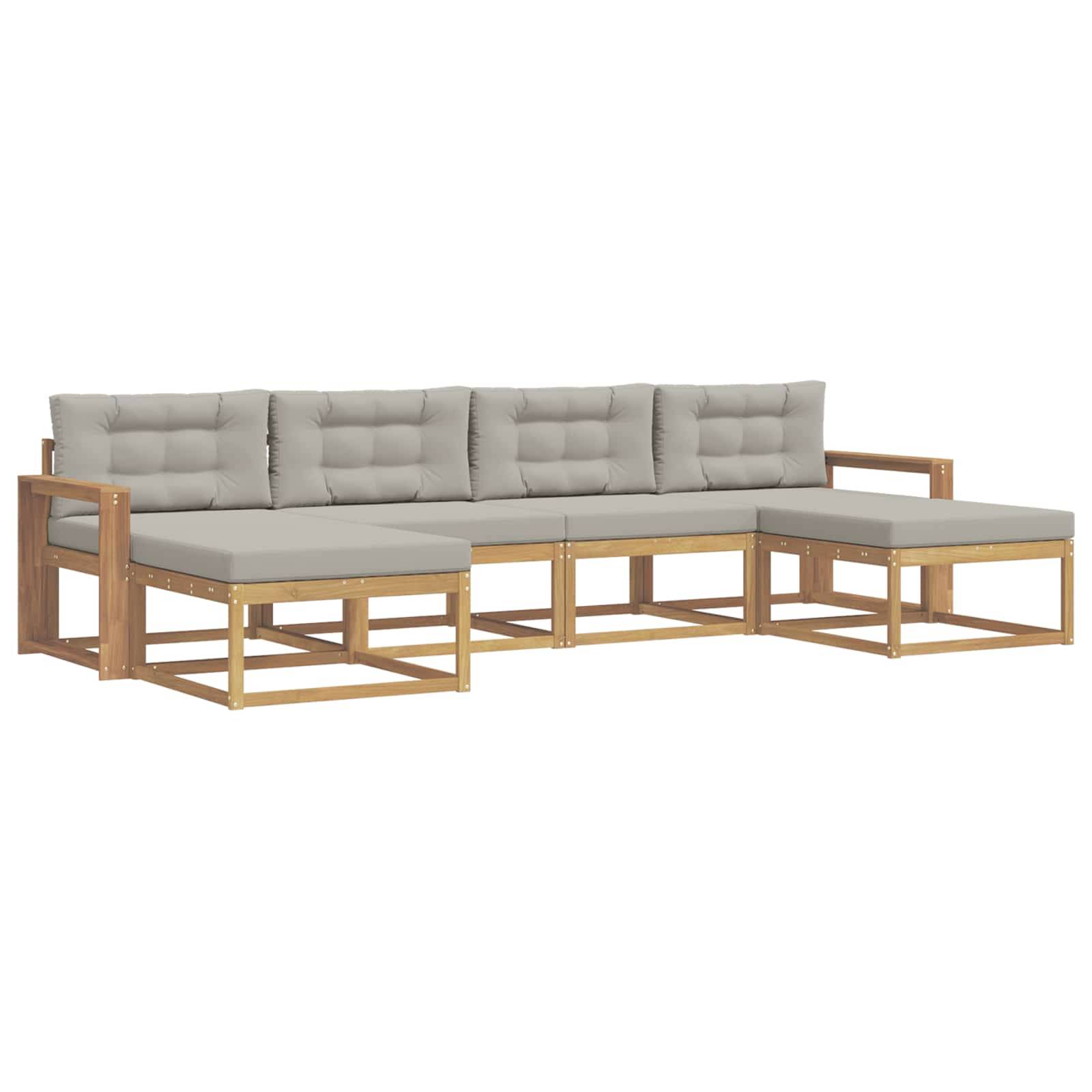 vidaXL Outdoor-Sofagarnitur mit Kissen 6 pcs Weiß und Hellgrau