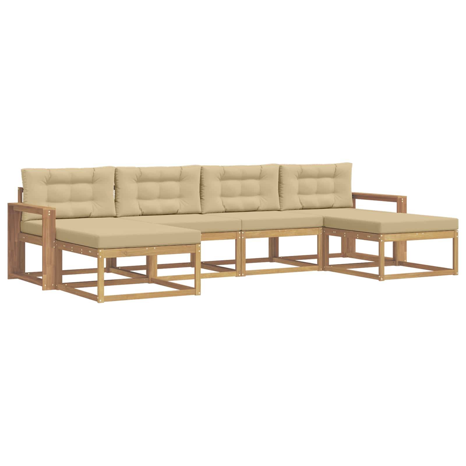 vidaXL Outdoor-Sofagarnitur mit Kissen 6 pcs Weiß und Beige